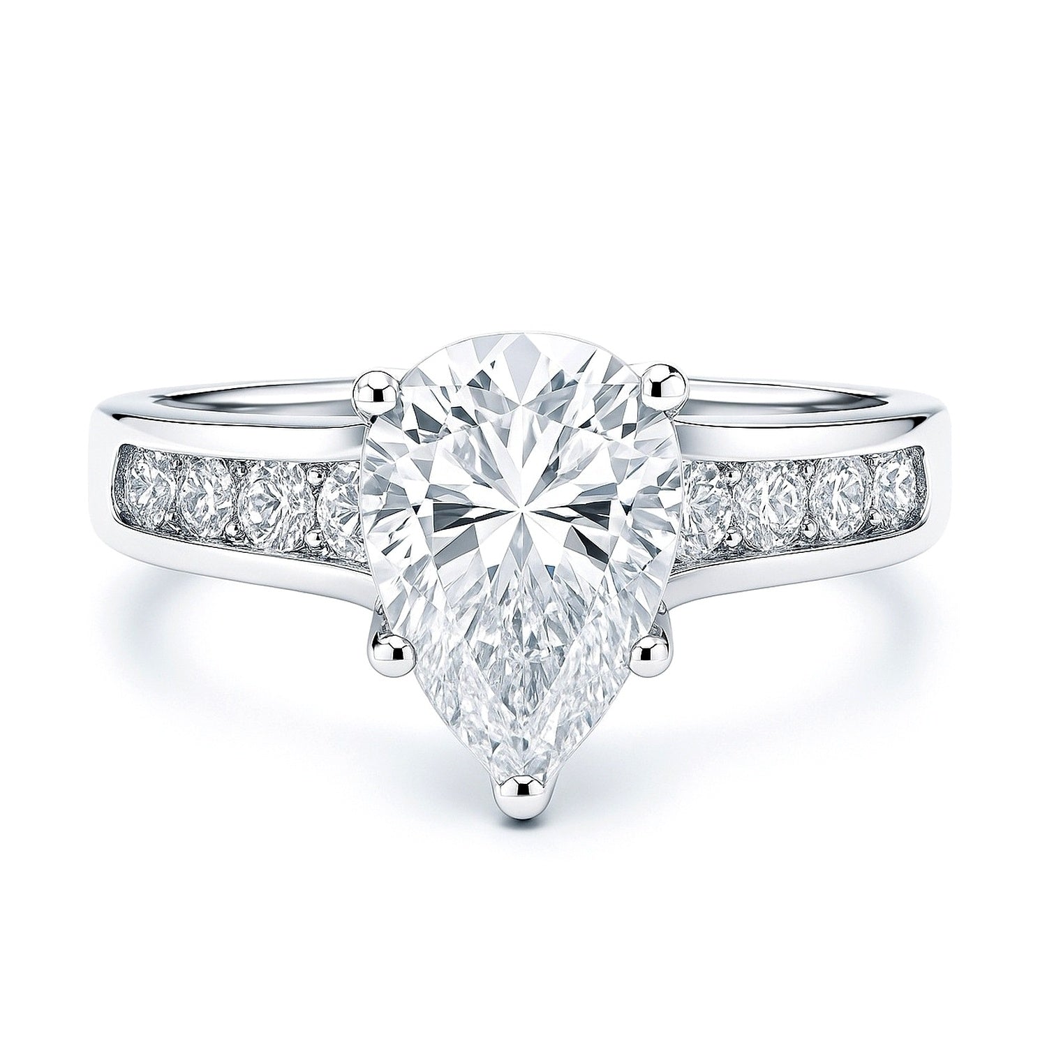 Solitaire 3ct Pear CZ Ring in Sterling Silver
