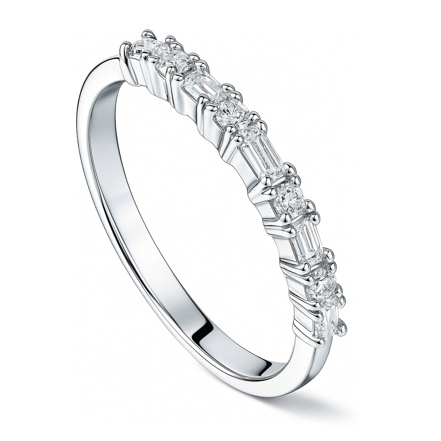 Art Deco CZ Eternity Ring in Sterling Silver