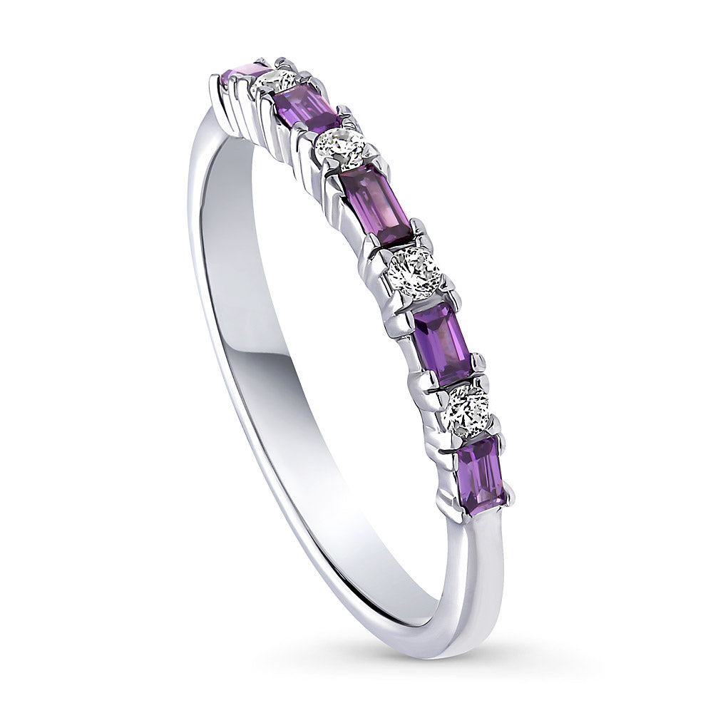 Front view of Art Deco CZ Half Eternity Ring in Sterling Silver, 2 of 4