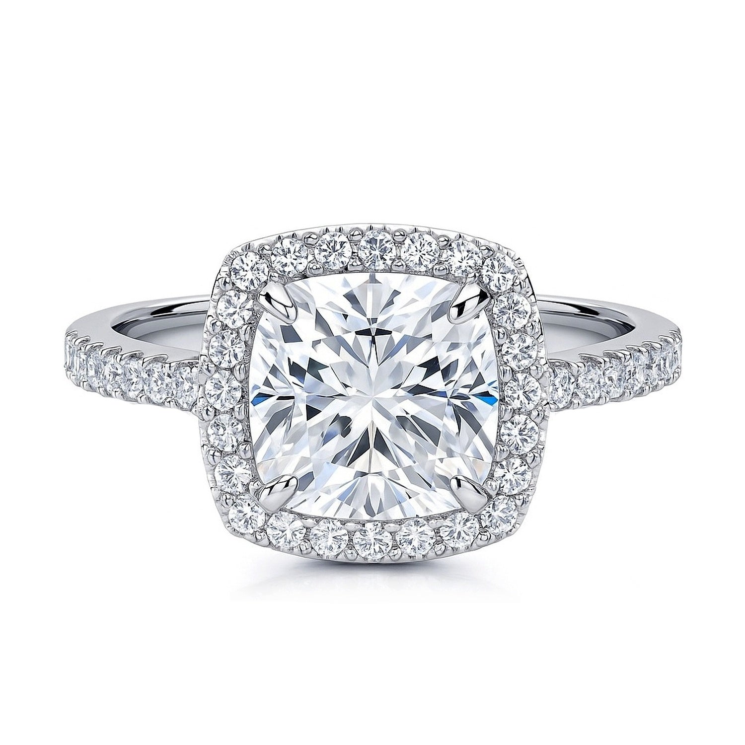 Halo Cushion Cut CZ Ring in Sterling Silver