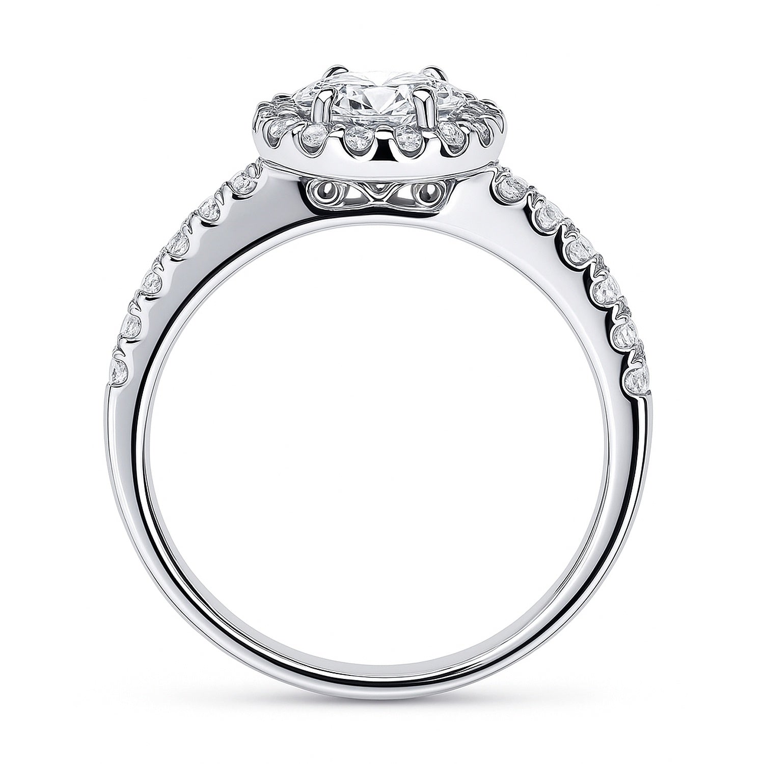Halo Oval Cut CZ Ring in Sterling Silver