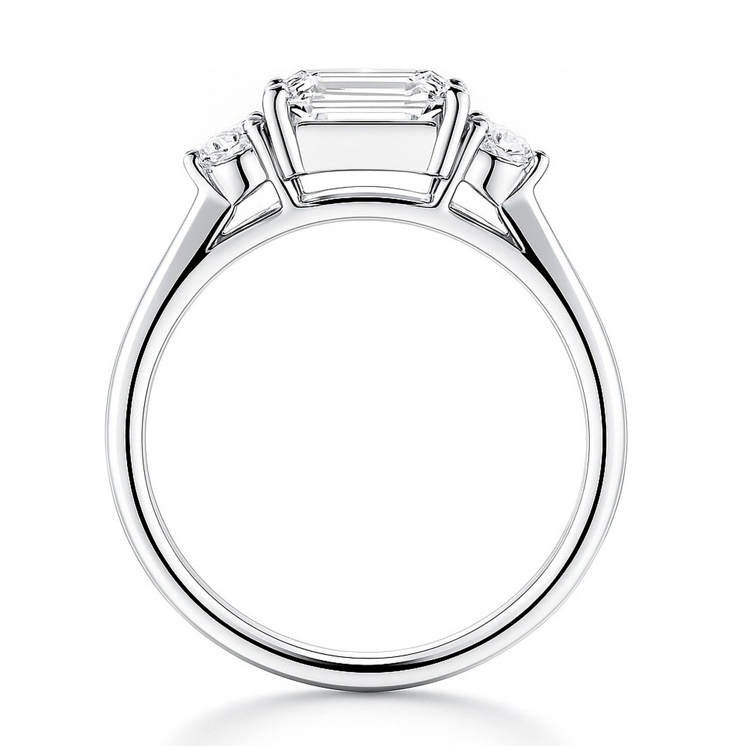 3-Stone East-West 1ct Emerald Cut CZ Ring in Sterling Silver