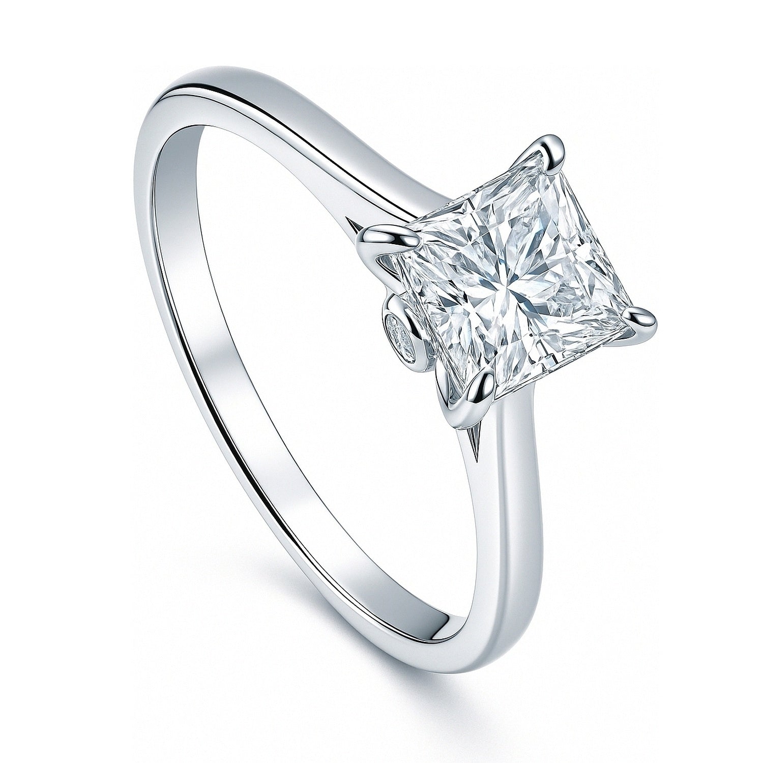 Solitaire 1.2ct Princess CZ Ring in Sterling Silver