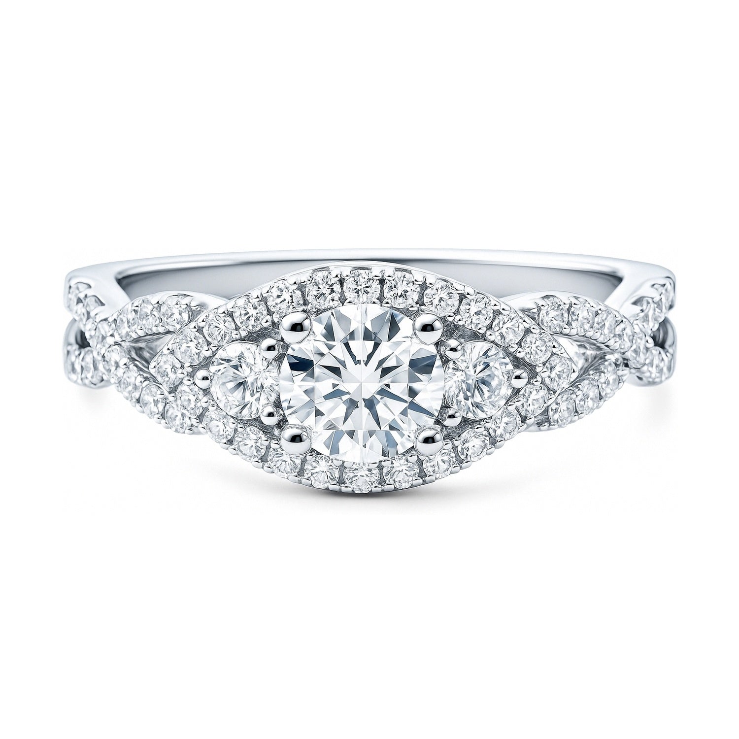 3-Stone Woven 0.45ct CZ Ring in Sterling Silver