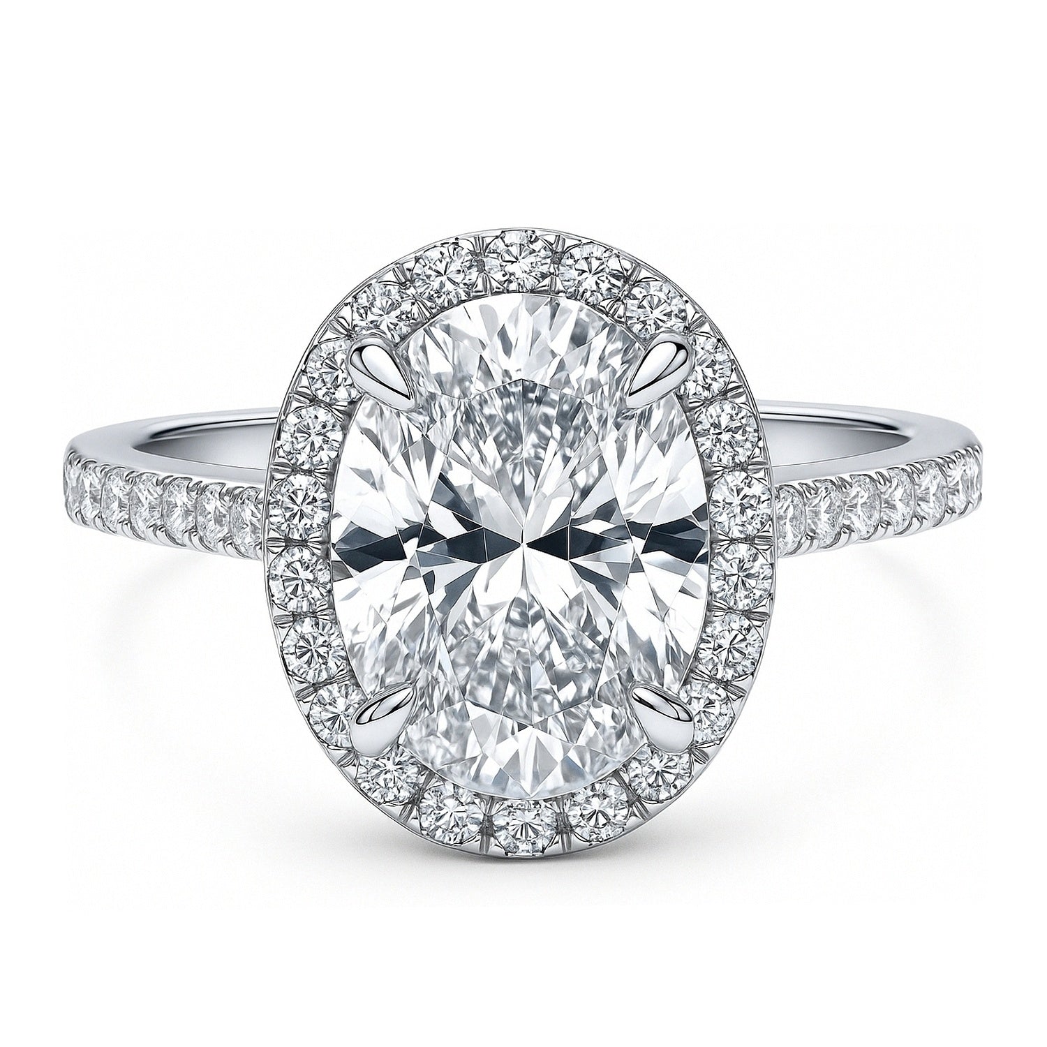 Halo Oval Cut CZ Ring in Sterling Silver