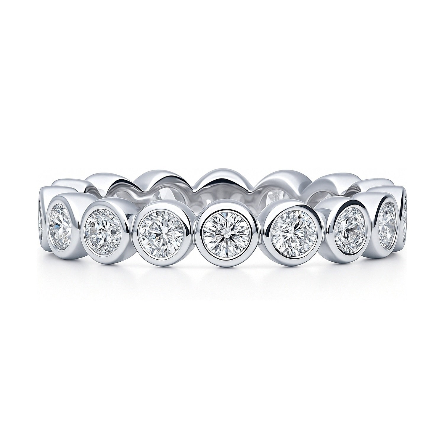 Bubble Bezel CZ Eternity Ring in Sterling Silver