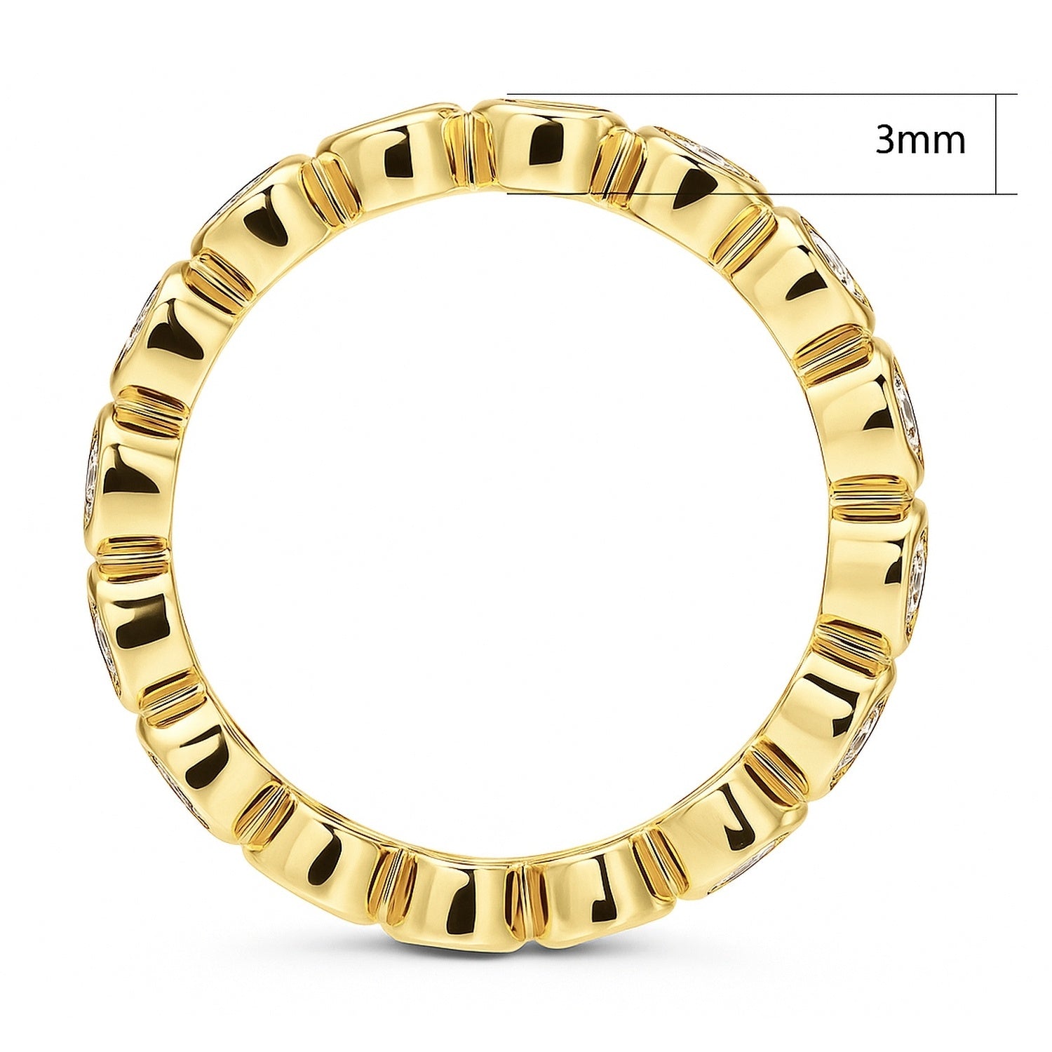 Bubble Bezel CZ Eternity Ring in Gold Flashed Sterling Silver