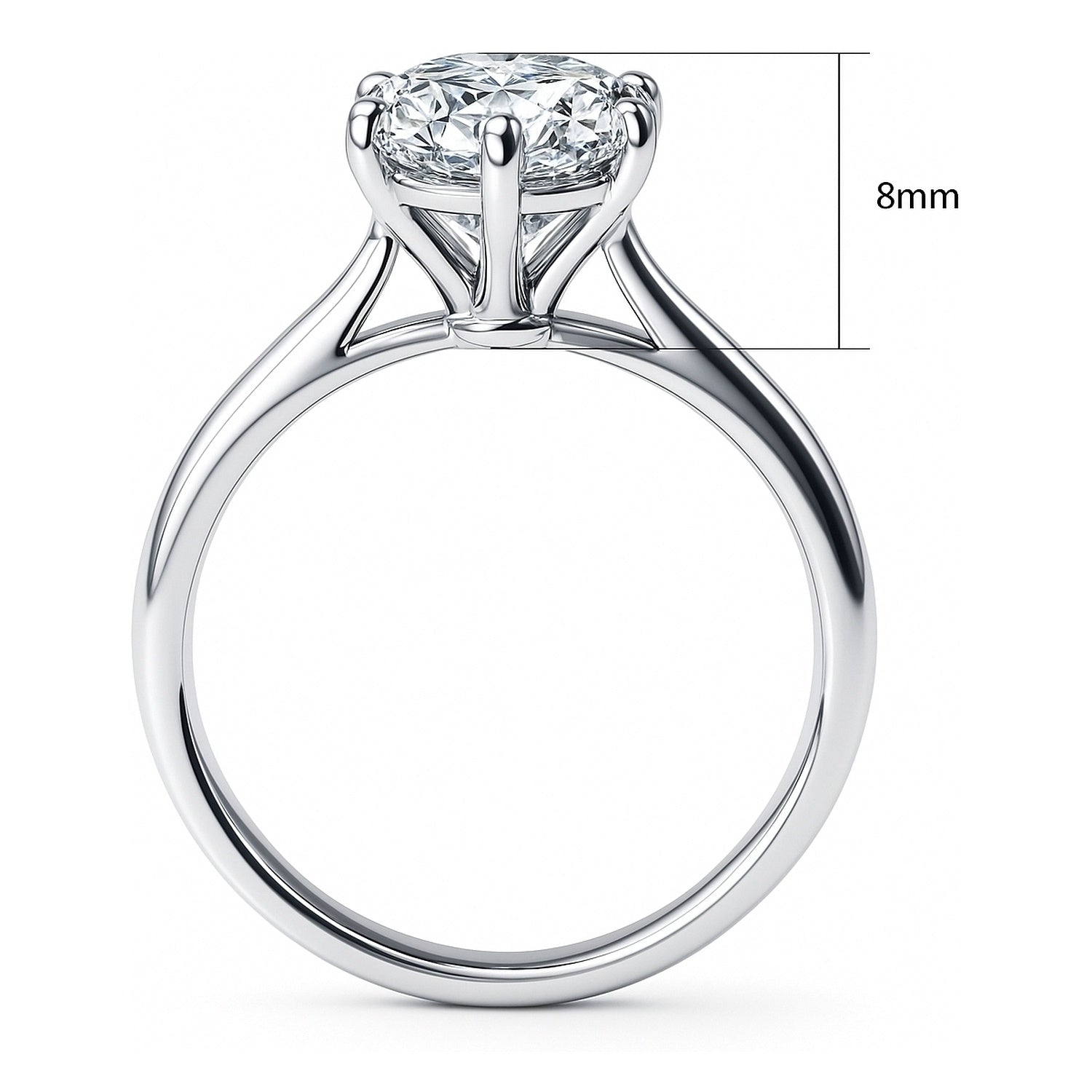 Solitaire 3ct Oval CZ Ring in Sterling Silver