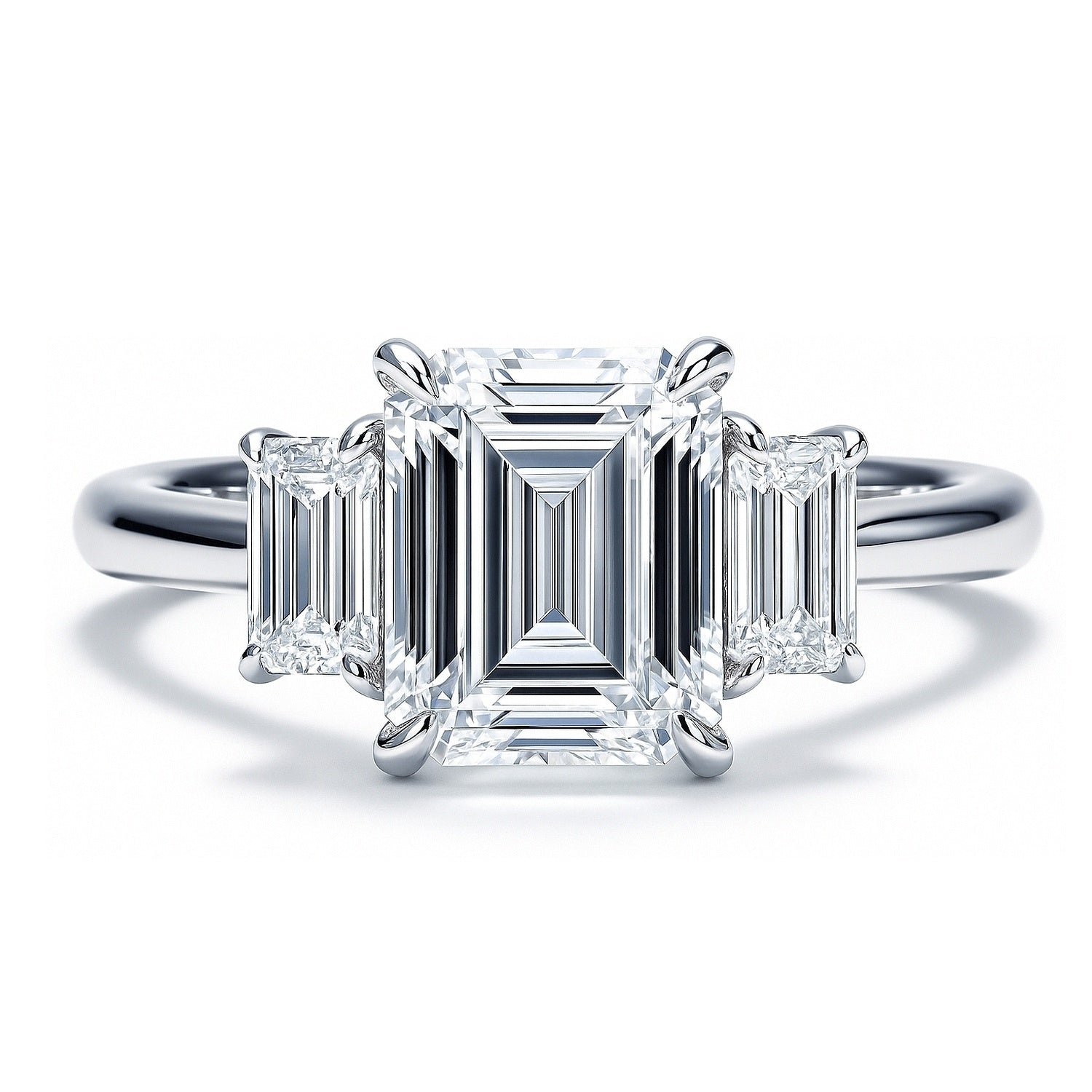 3-Stone 2.1ct Emerald Cut CZ Ring in Sterling Silver
