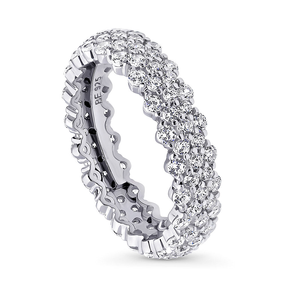 Cluster CZ Eternity Ring in Sterling Silver