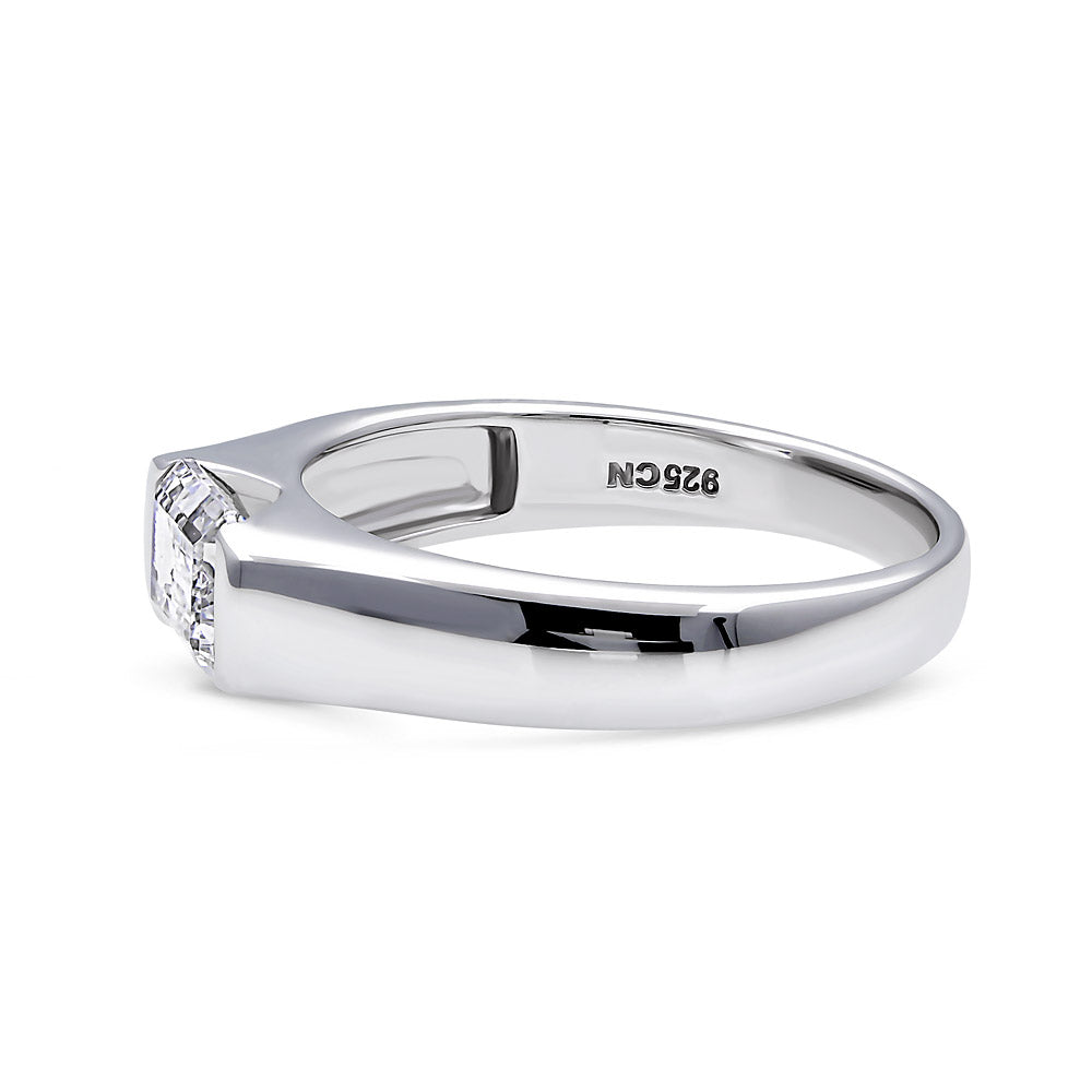 East-West Solitaire 1ct Bezel CZ Ring in Sterling Silver