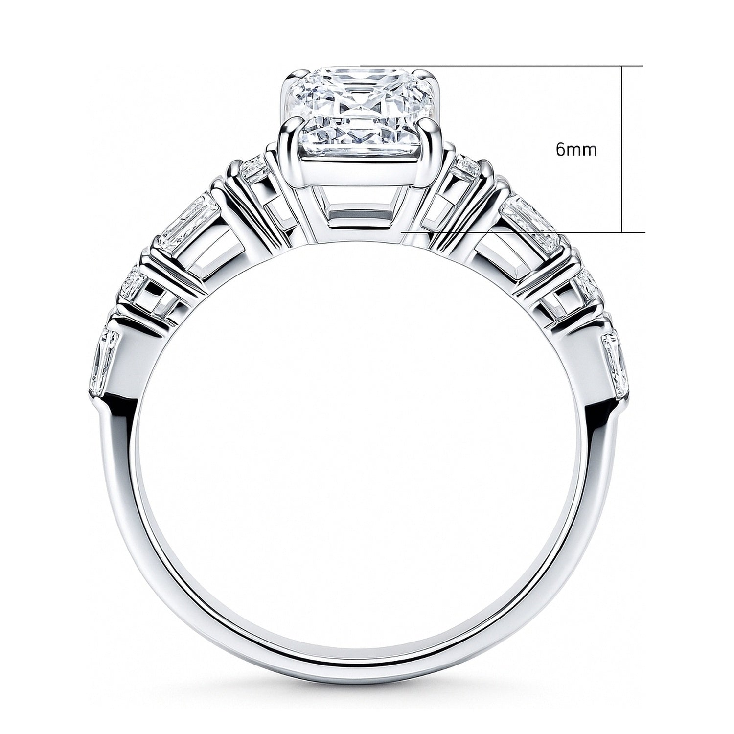Solitaire Art Deco 1.7ct Emerald Cut CZ Ring in Sterling Silver