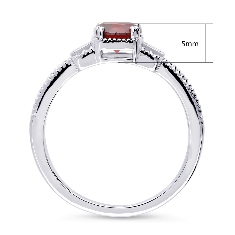 Art Deco Red CZ Ring in Sterling Silver