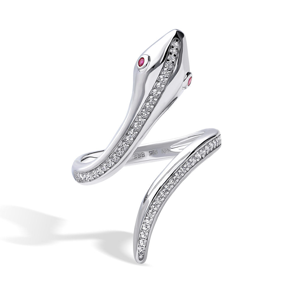 Snake CZ Ring in Sterling Silver