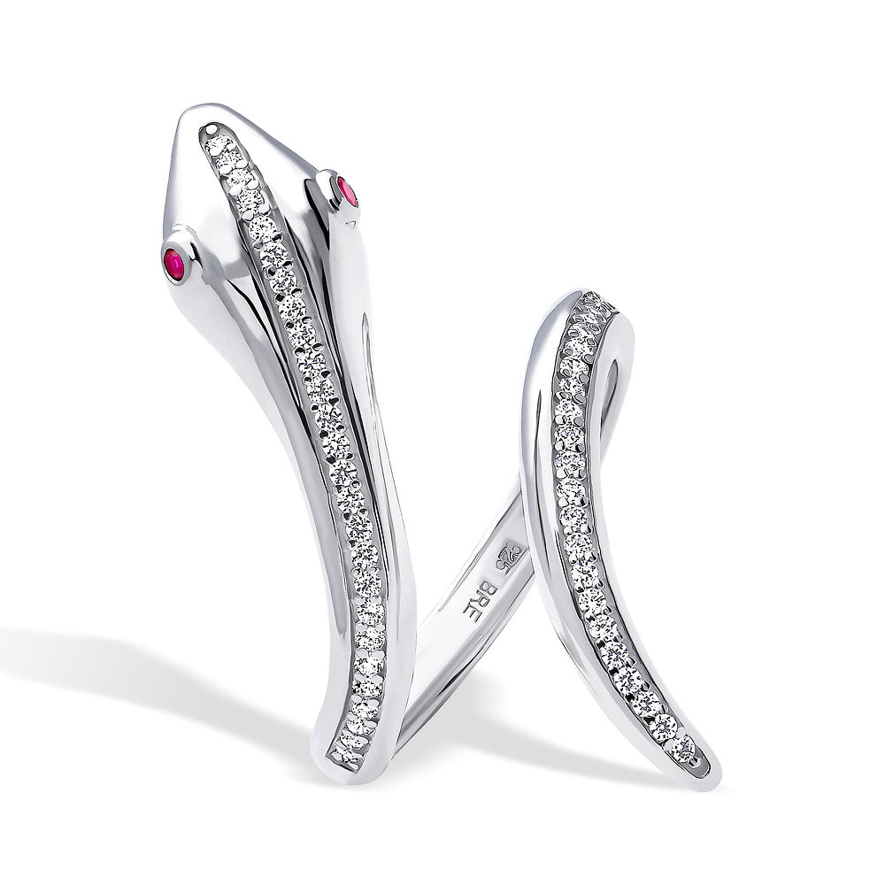 Snake CZ Ring in Sterling Silver