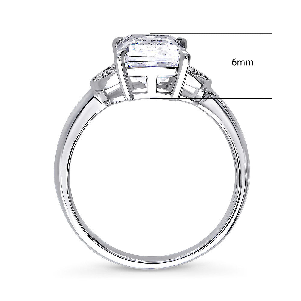 Crescent Moon Solitaire 2.6ct CZ Ring in Sterling Silver