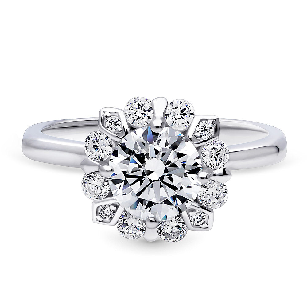 Halo CZ Ring in Sterling Silver