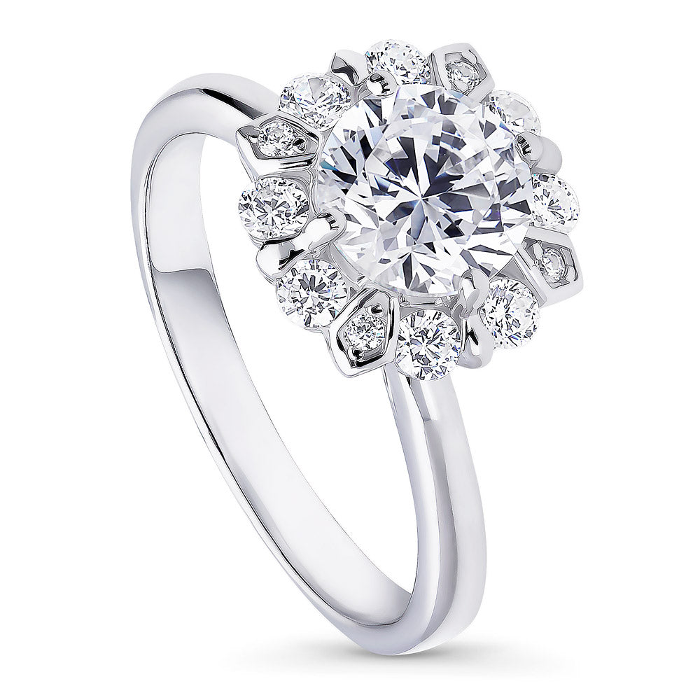 Halo CZ Ring in Sterling Silver