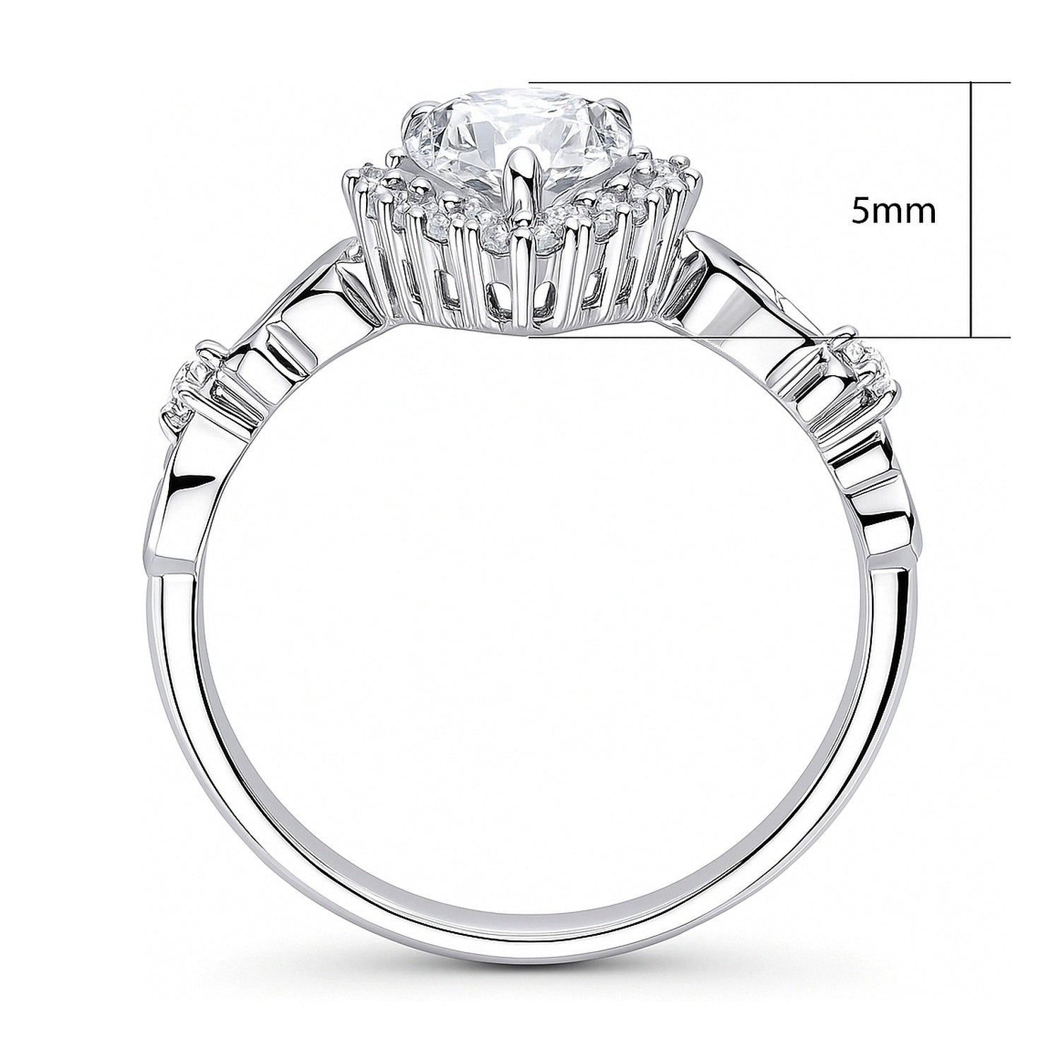 Filigree Halo CZ Ring in Sterling Silver