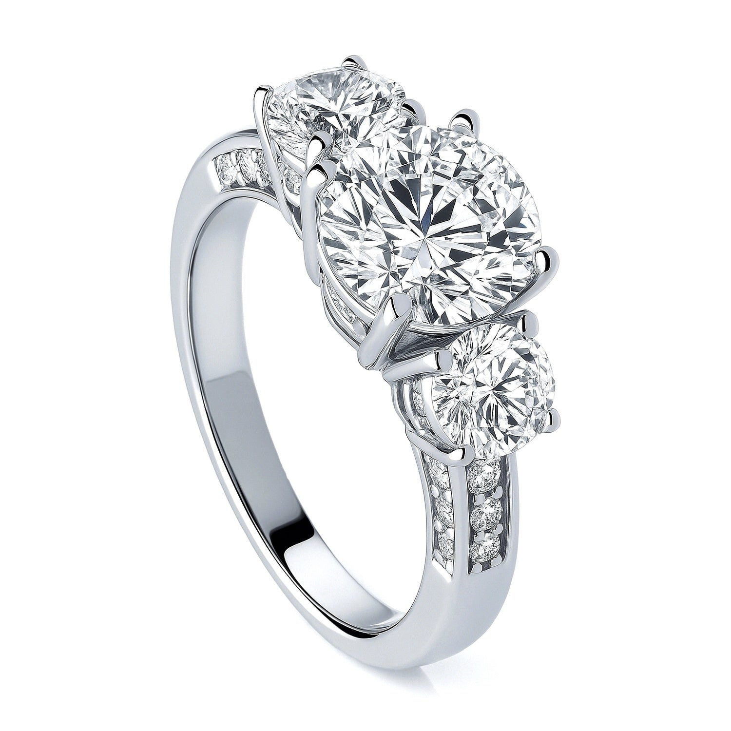 3-Stone 2ct CZ Ring in Sterling Silver