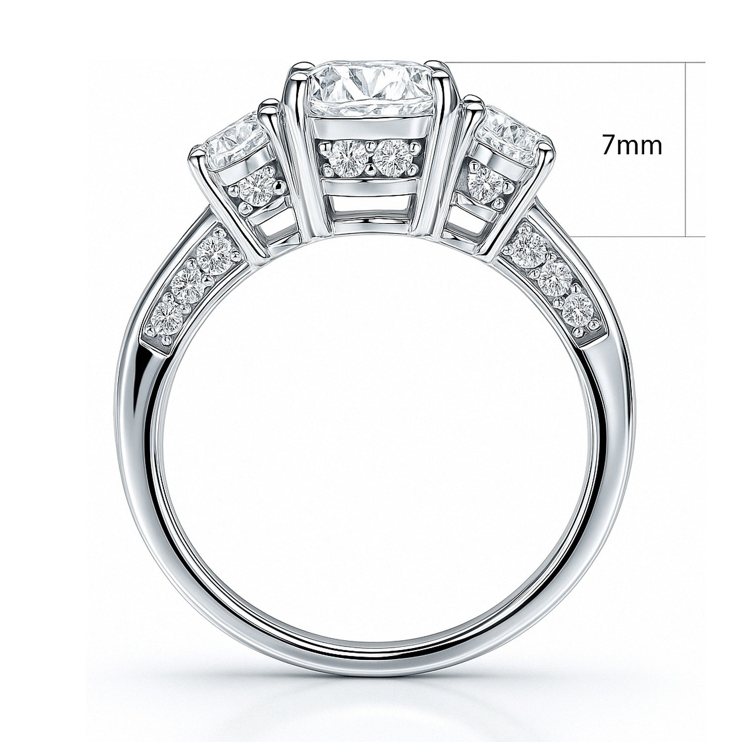 3-Stone 2ct CZ Ring in Sterling Silver