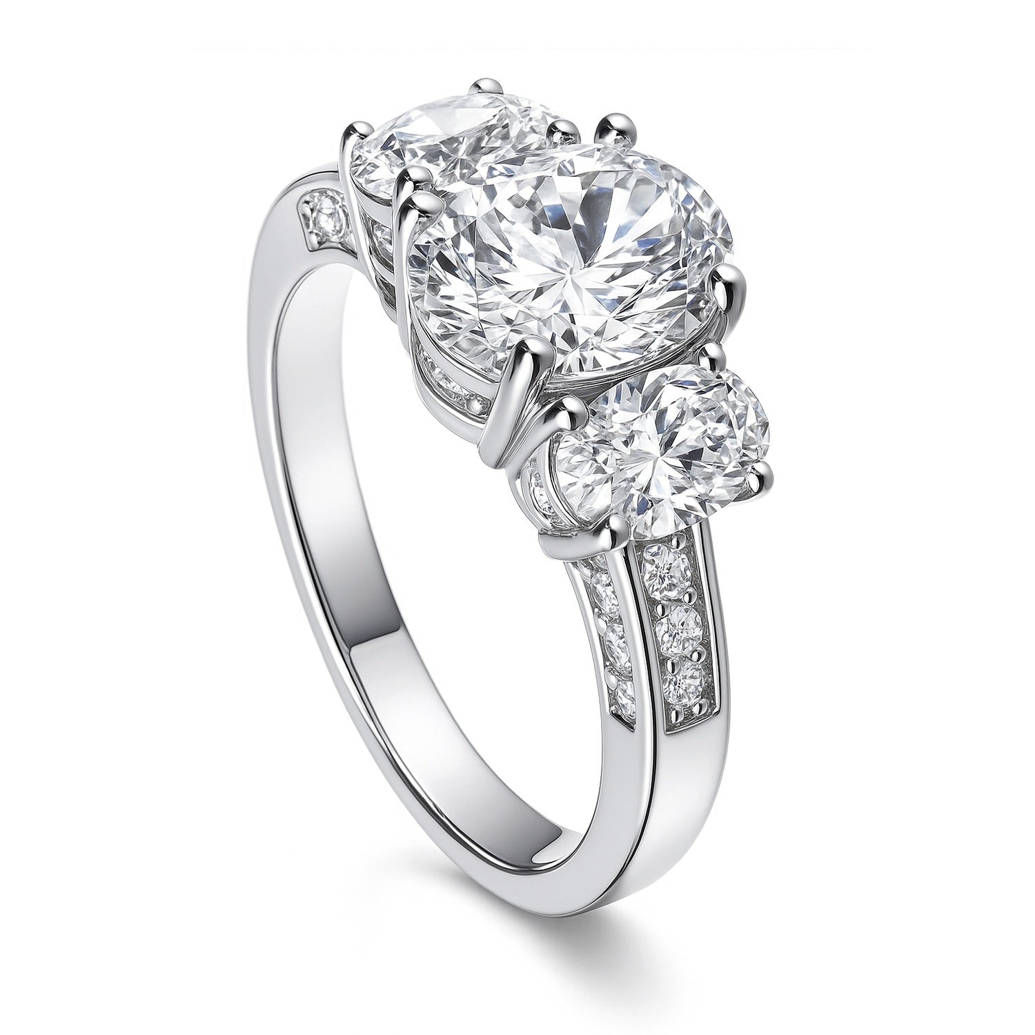 3-Stone 1.8ct Oval CZ Ring in Sterling Silver