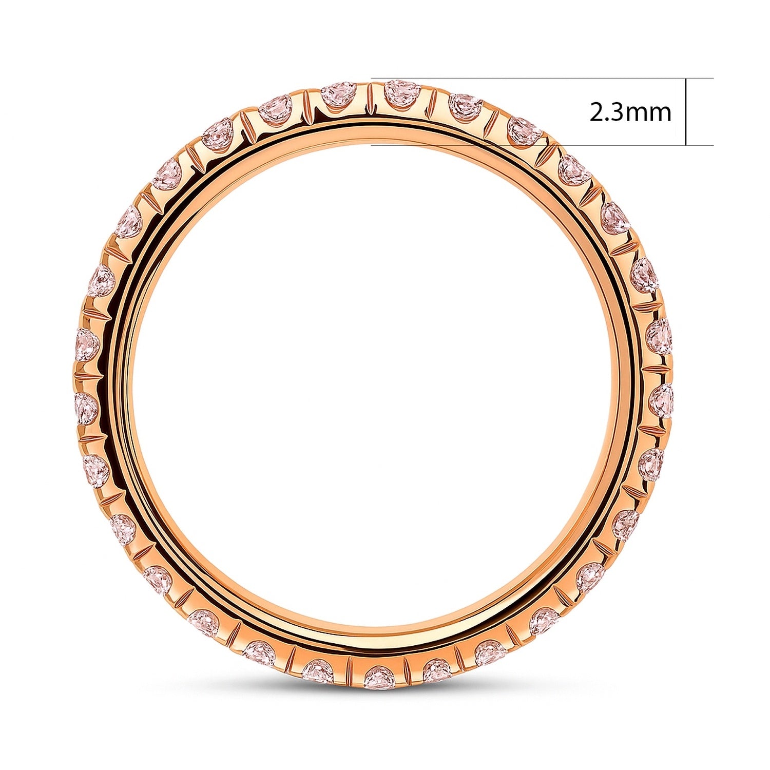 Pink CZ Eternity Ring in Rose Gold Flashed Sterling Silver