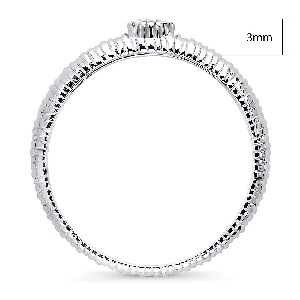 Solitaire Bezel CZ Ring in Sterling Silver