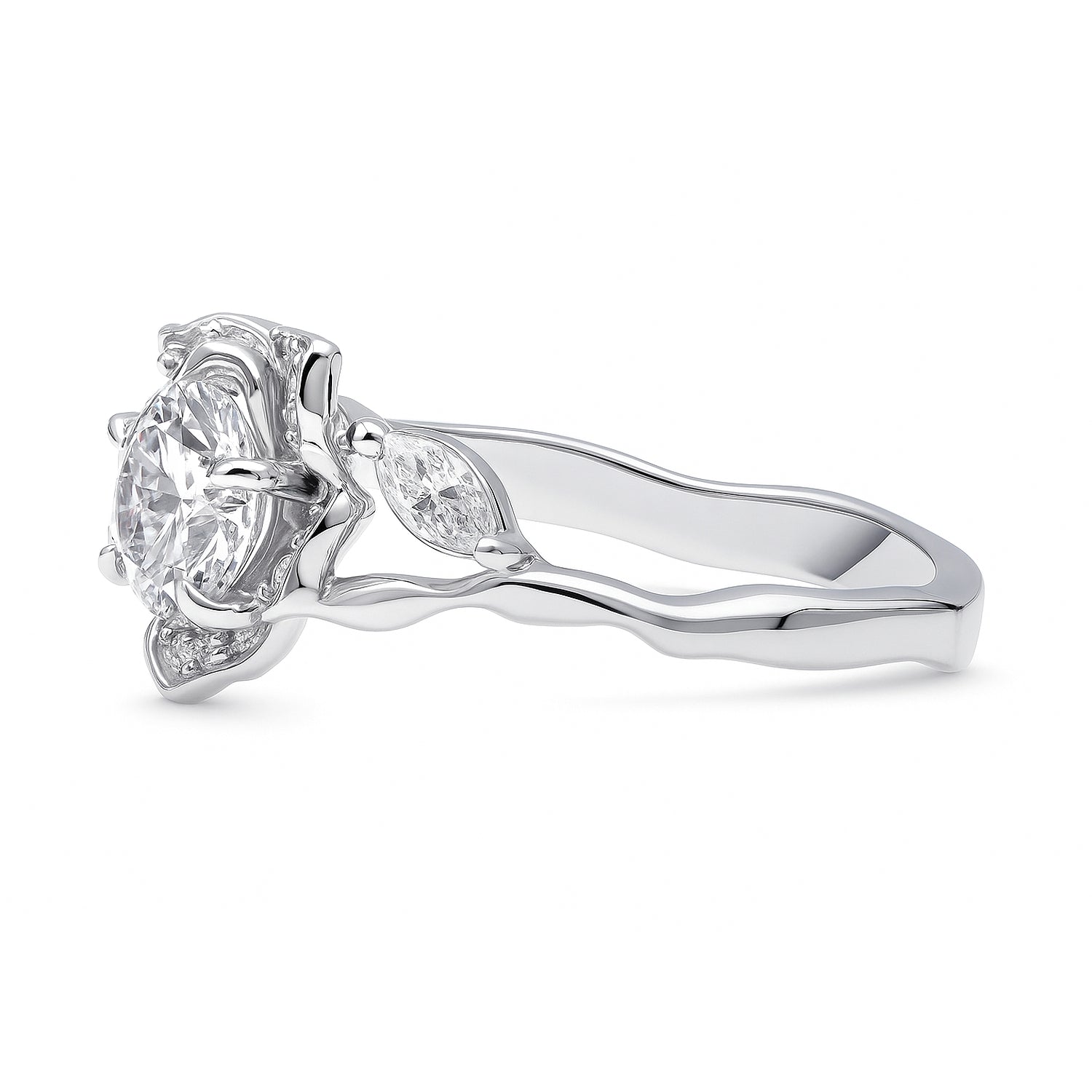 Flower Halo CZ Ring in Sterling Silver