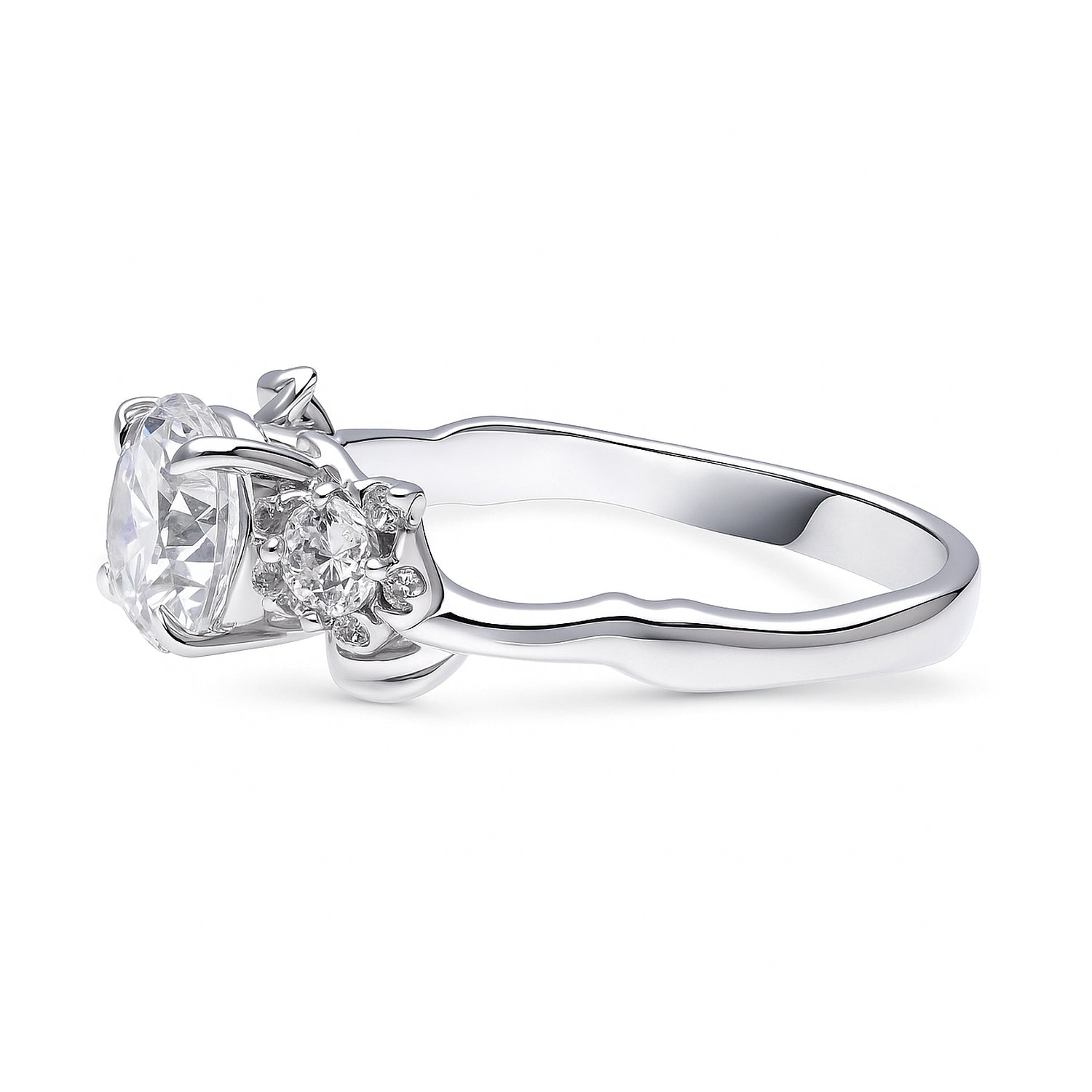3-Stone Flower 1.6ct CZ Ring in Sterling Silver
