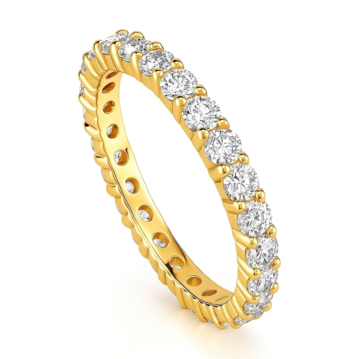Pave CZ Eternity Ring in Gold Flashed Sterling Silver