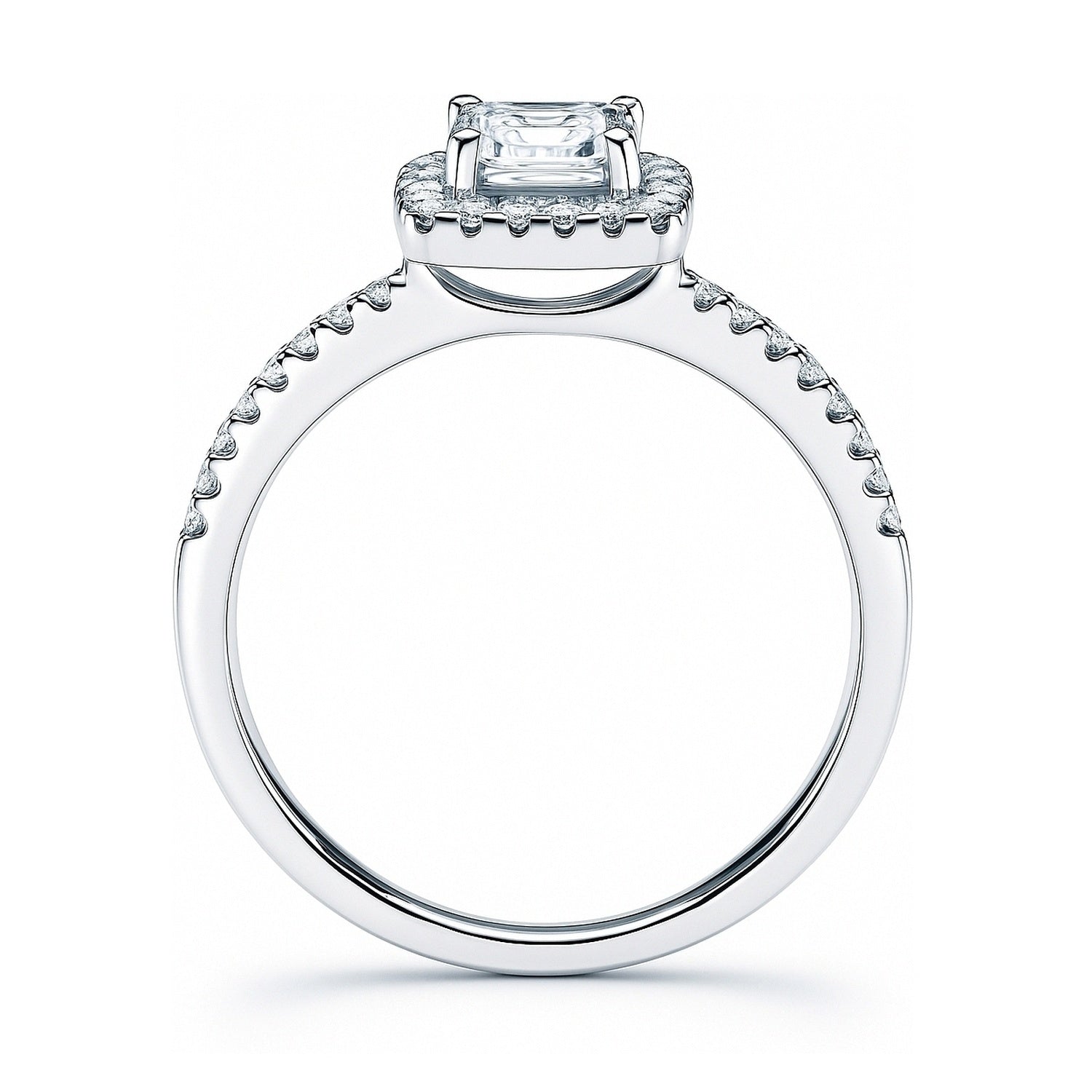 Halo Cushion Cut CZ Ring in Sterling Silver