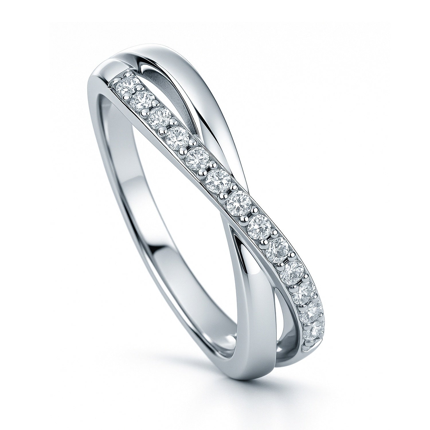 Infinity Criss Cross CZ Ring in Sterling Silver