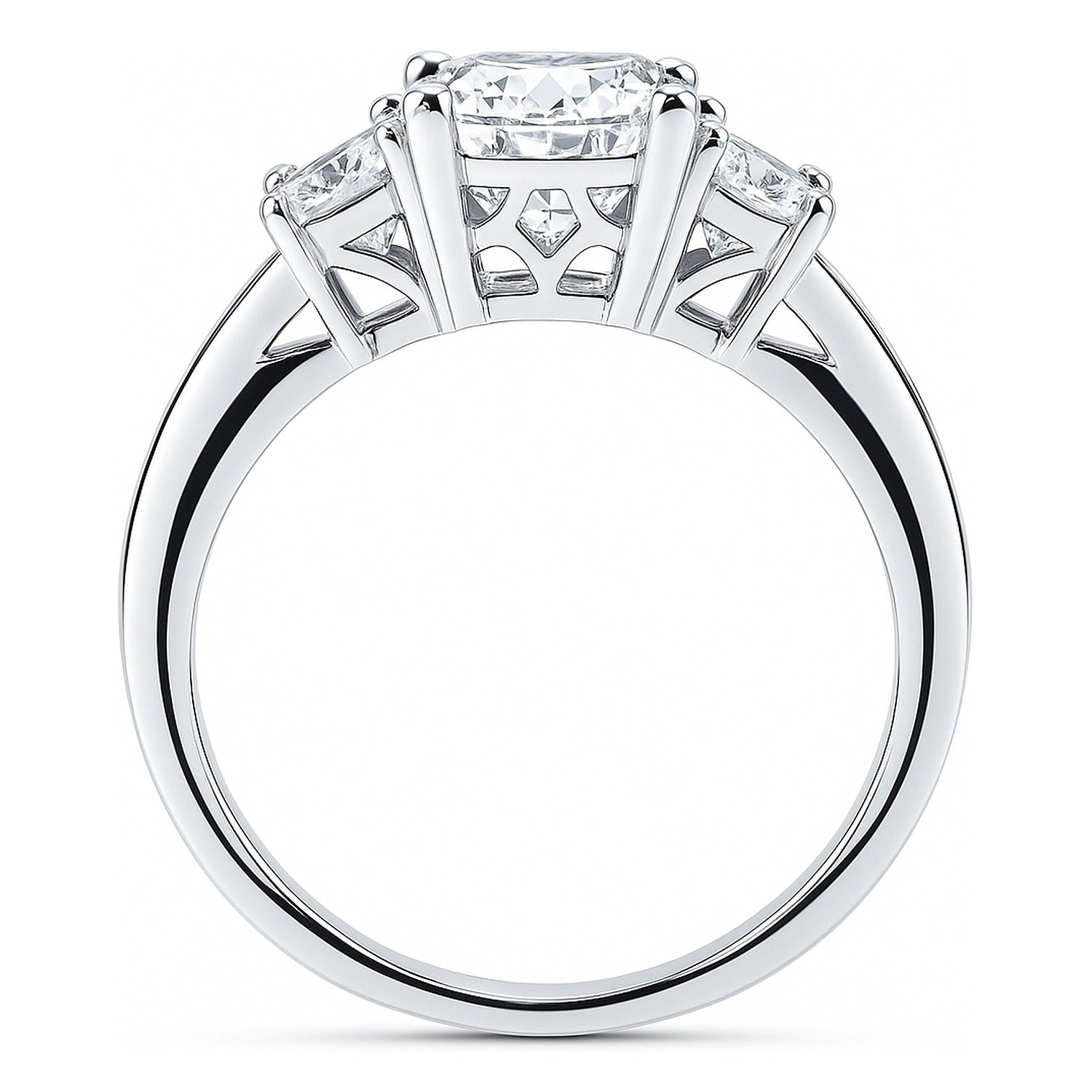 3-Stone 2.6ct Cushion CZ Ring in Sterling Silver
