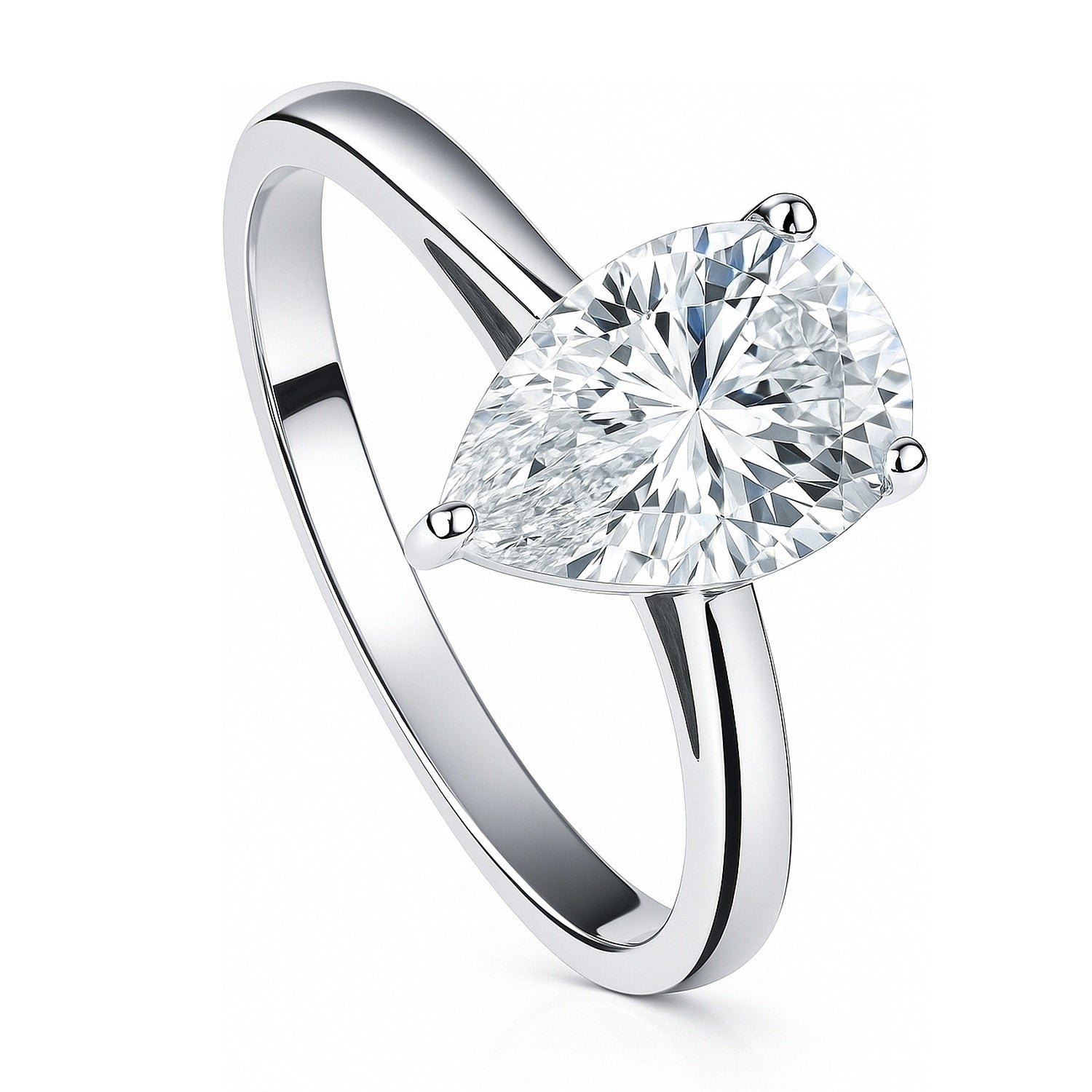 Solitaire 1.8ct Pear CZ Ring in Sterling Silver