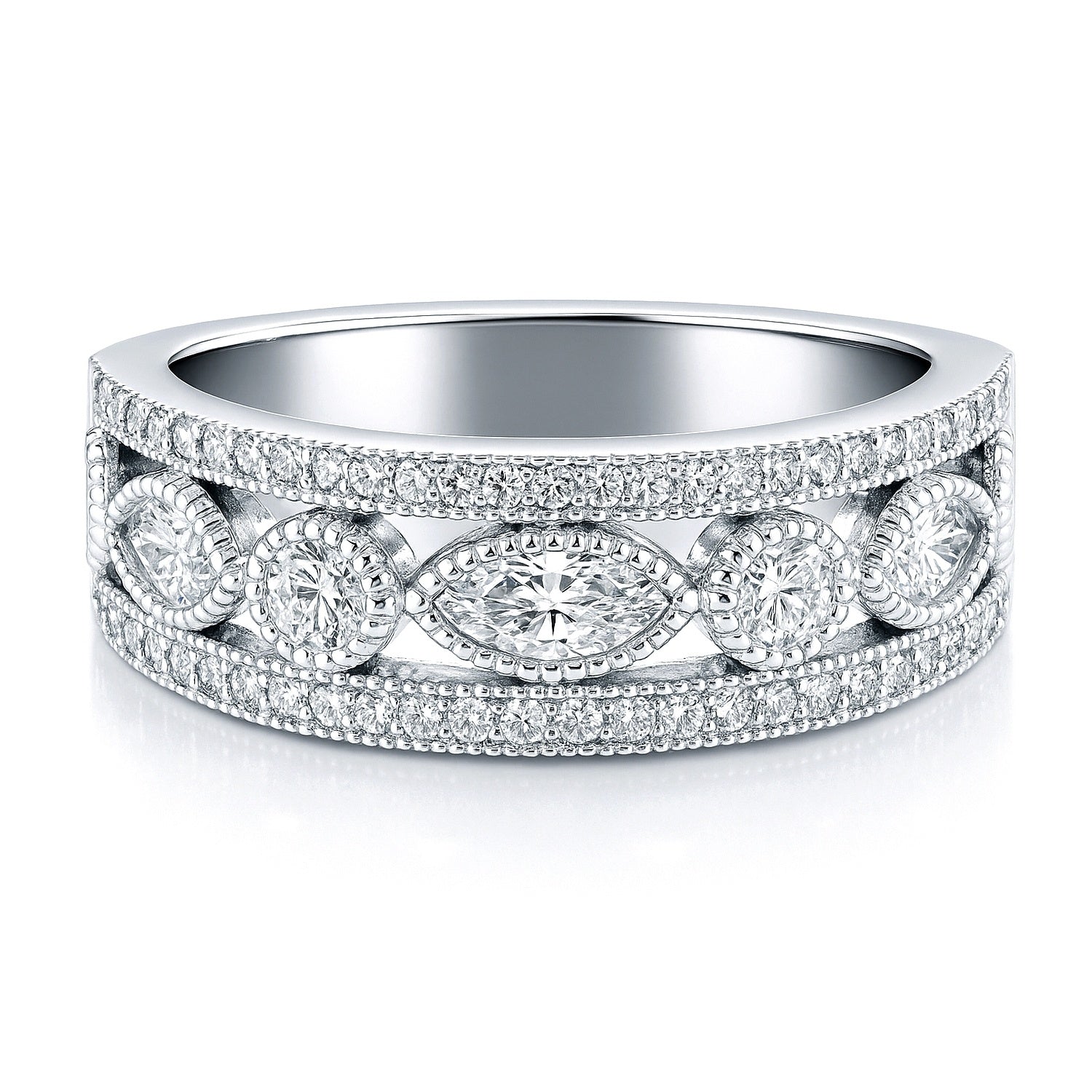 Art Deco Bezel CZ Eternity Ring in Sterling Silver