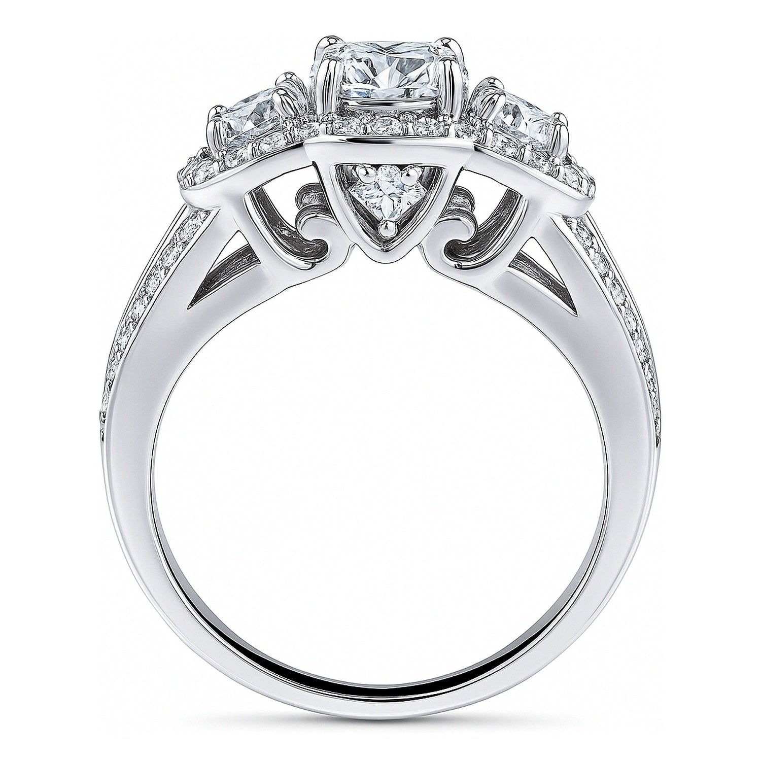 3-Stone 0.8ct CZ Split Shank Ring in Sterling Silver
