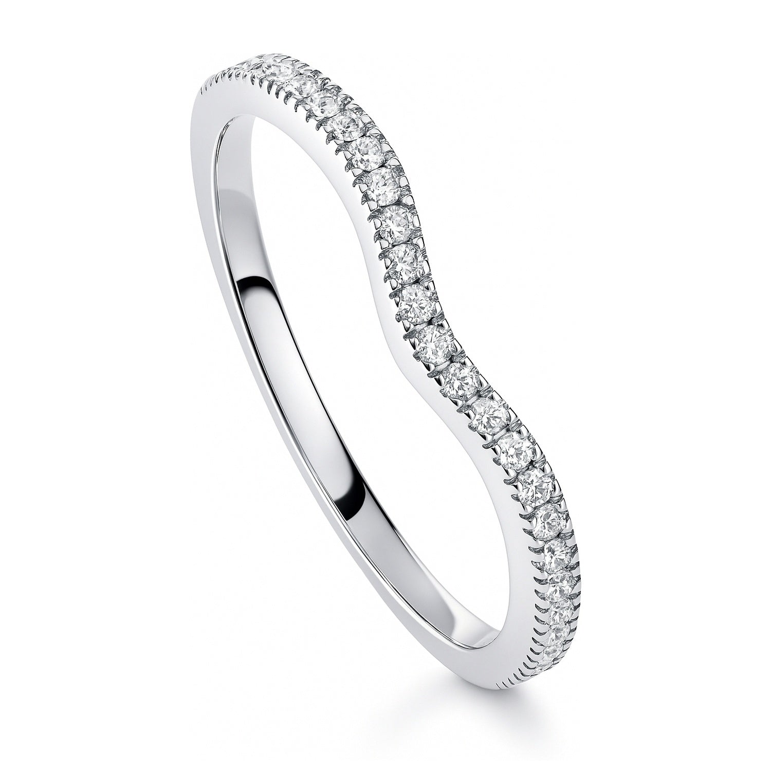Wishbone Pave CZ Eternity Ring in Sterling Silver