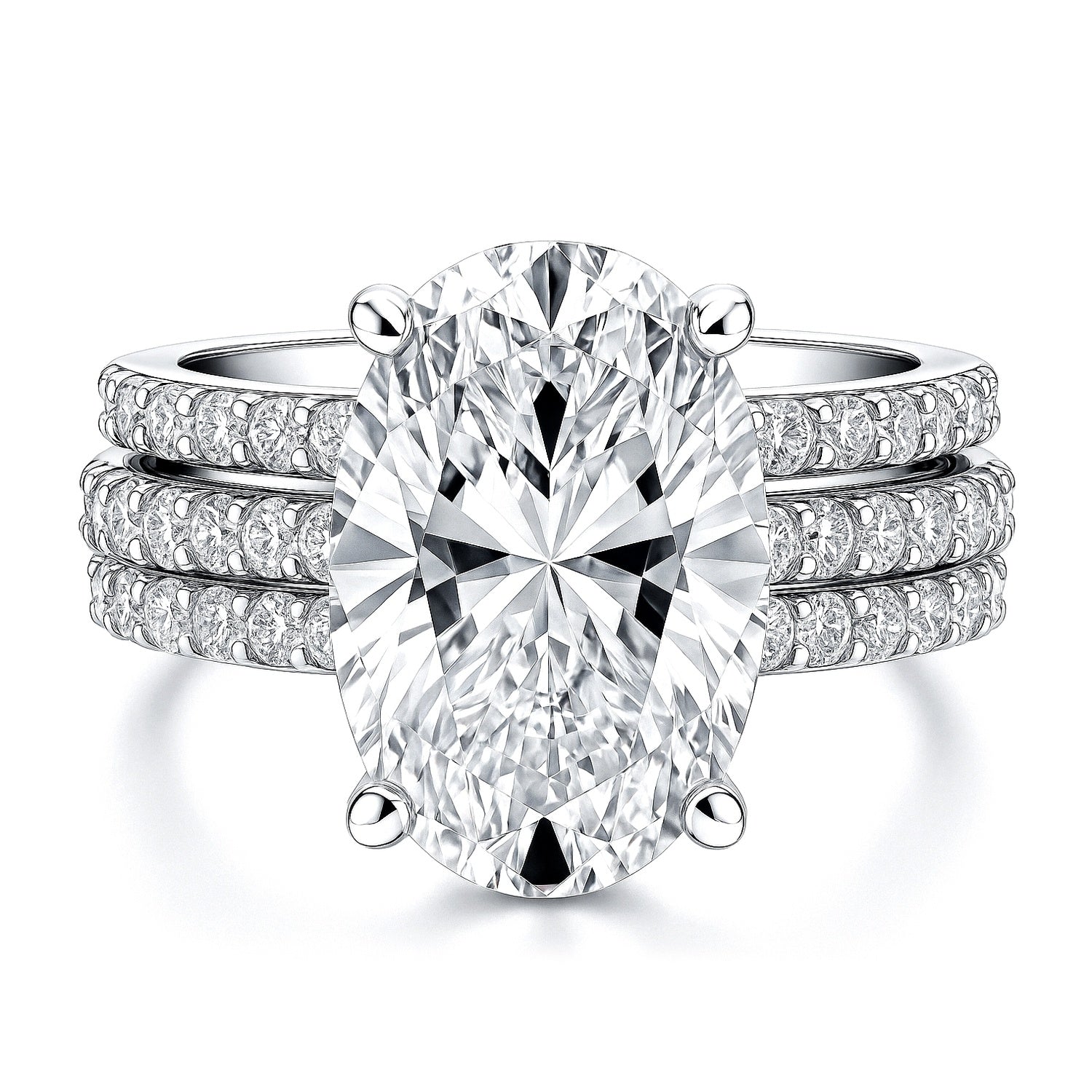 Solitaire 5.5ct Oval CZ Ring Set in Sterling Silver