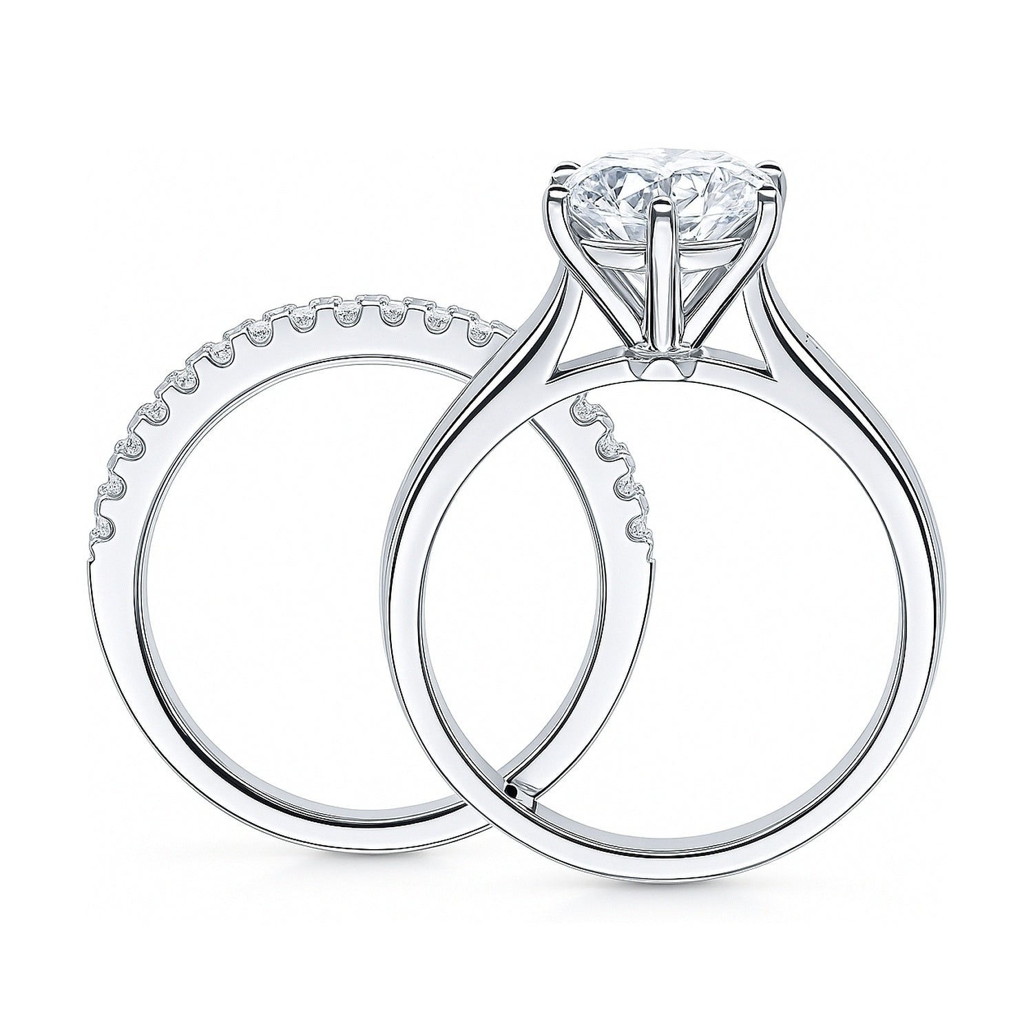 Solitaire 2ct CZ Ring Set in Sterling Silver