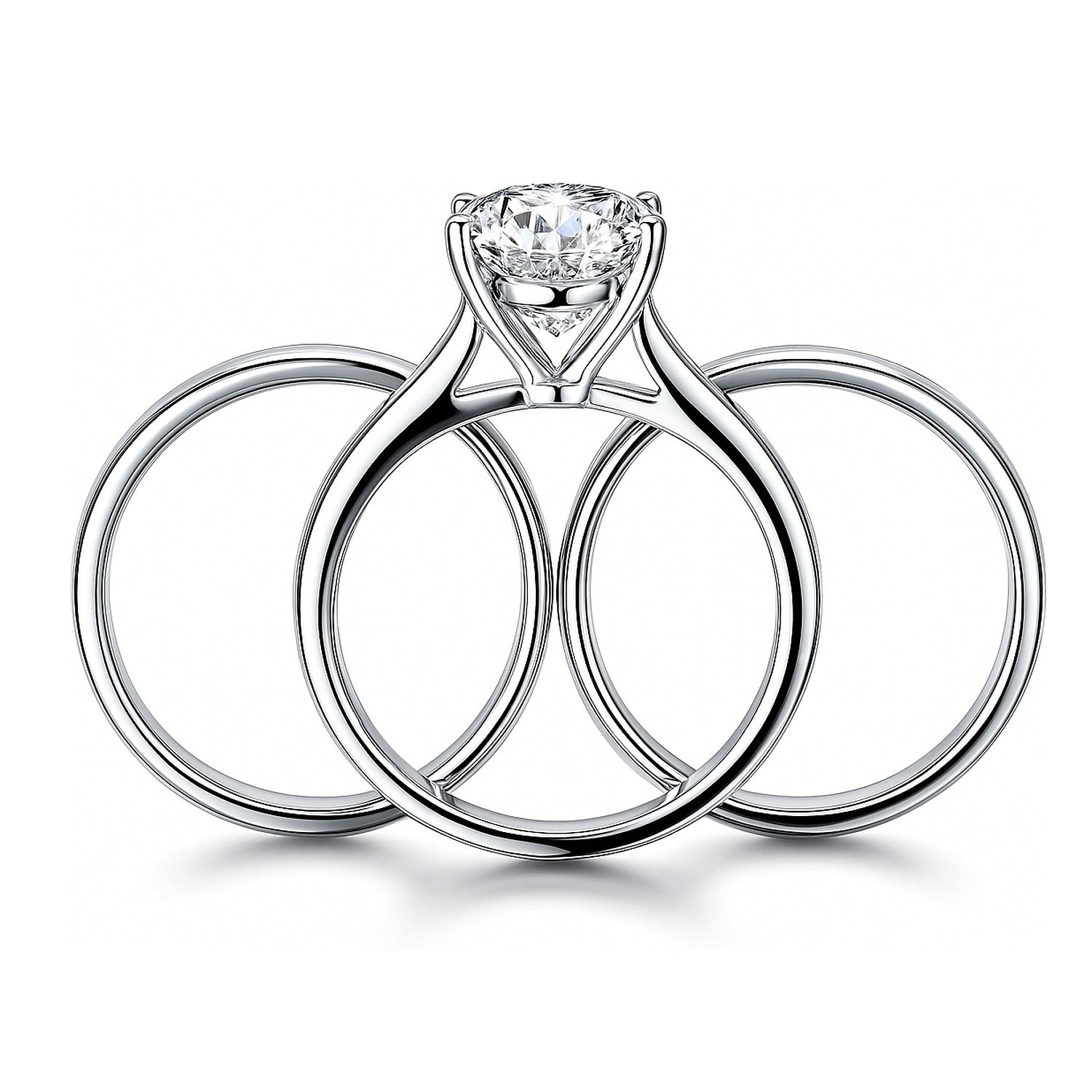 Solitaire 2ct CZ Ring Set in Sterling Silver