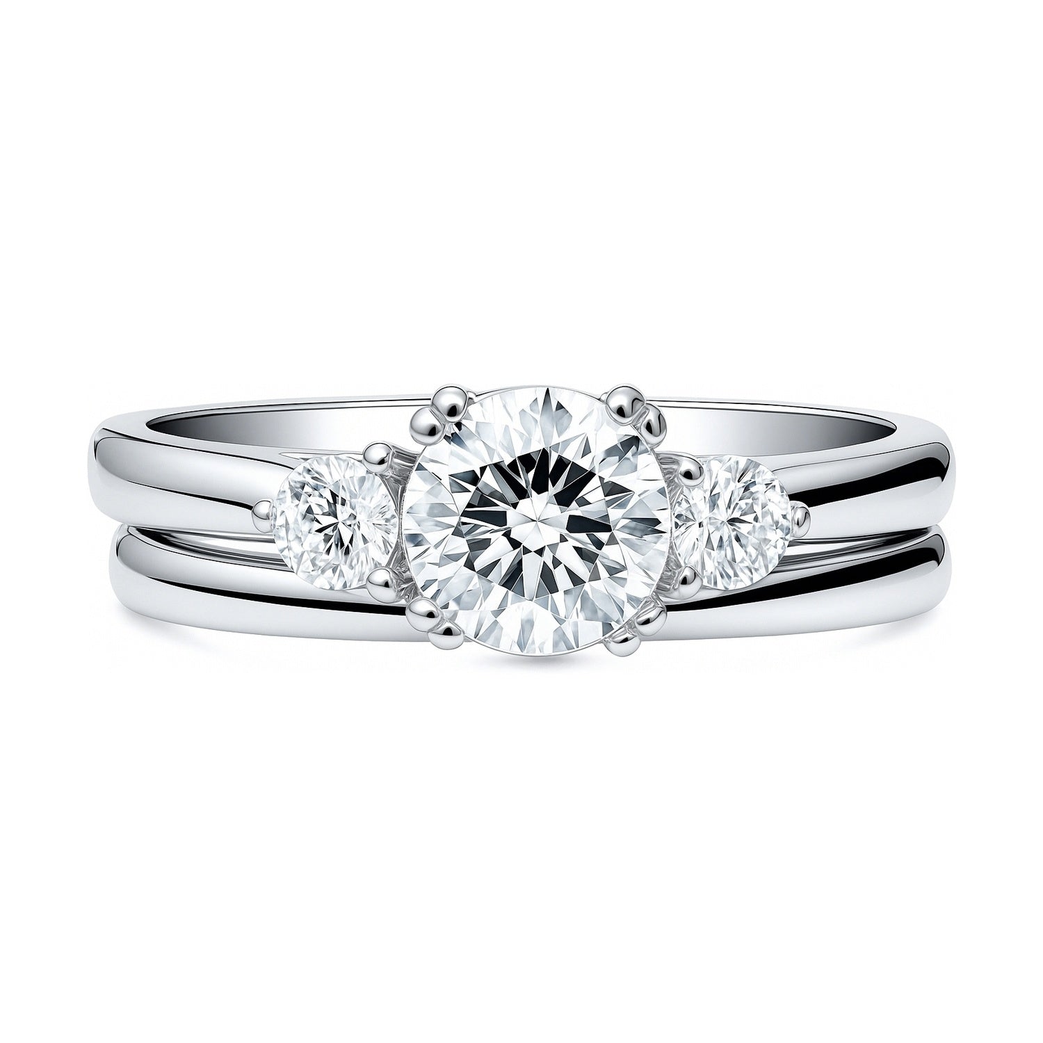 3-Stone 0.8ct CZ Ring Set in Sterling Silver