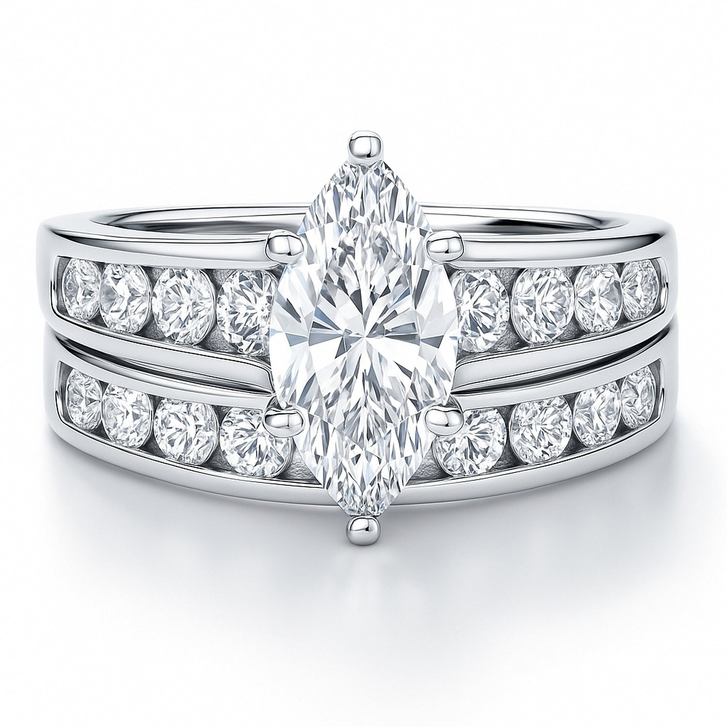 Solitaire 1.6ct Marquise CZ Ring Set in Sterling Silver