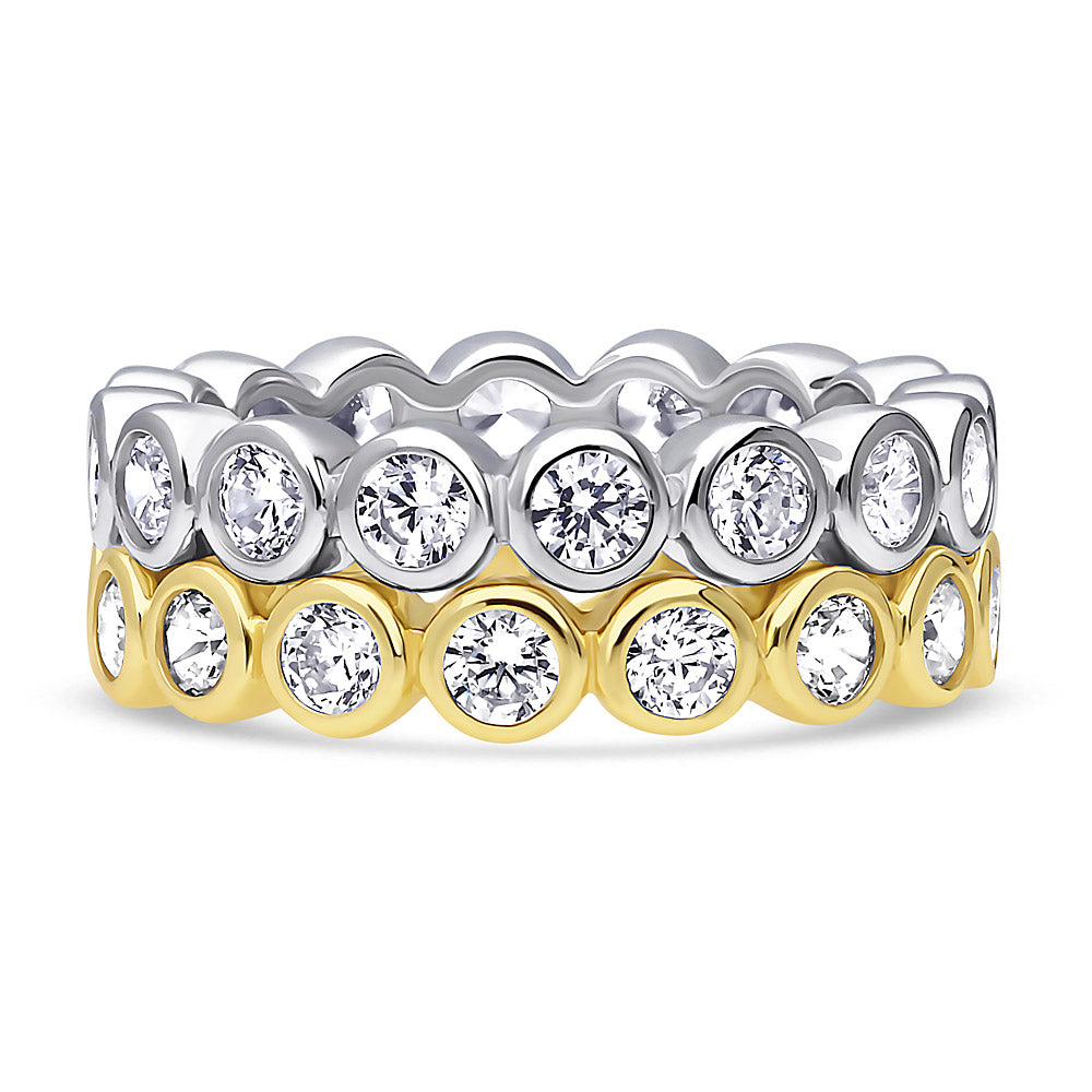 Bubble Bezel CZ Eternity Ring Set in Gold Flashed Sterling Silver