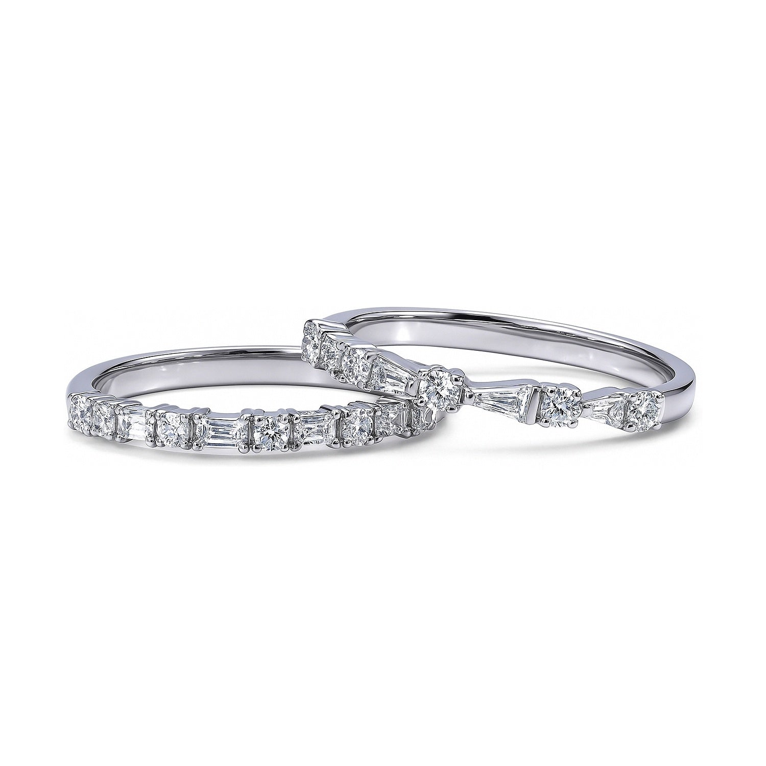 Art Deco CZ Eternity Ring Set in Sterling Silver