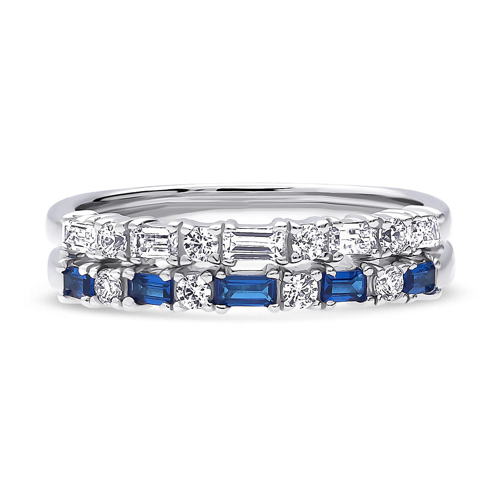 Art Deco CZ Eternity Ring Set in Sterling Silver