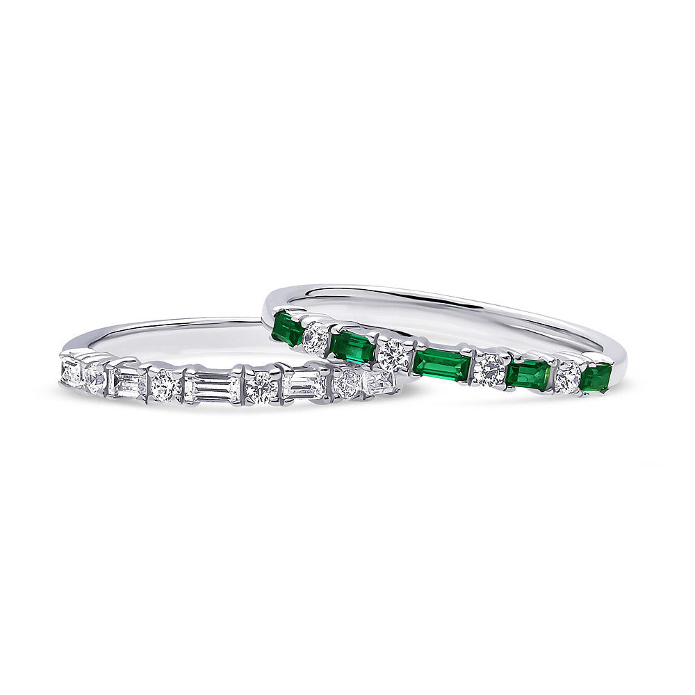 Art Deco CZ Eternity Ring Set in Sterling Silver