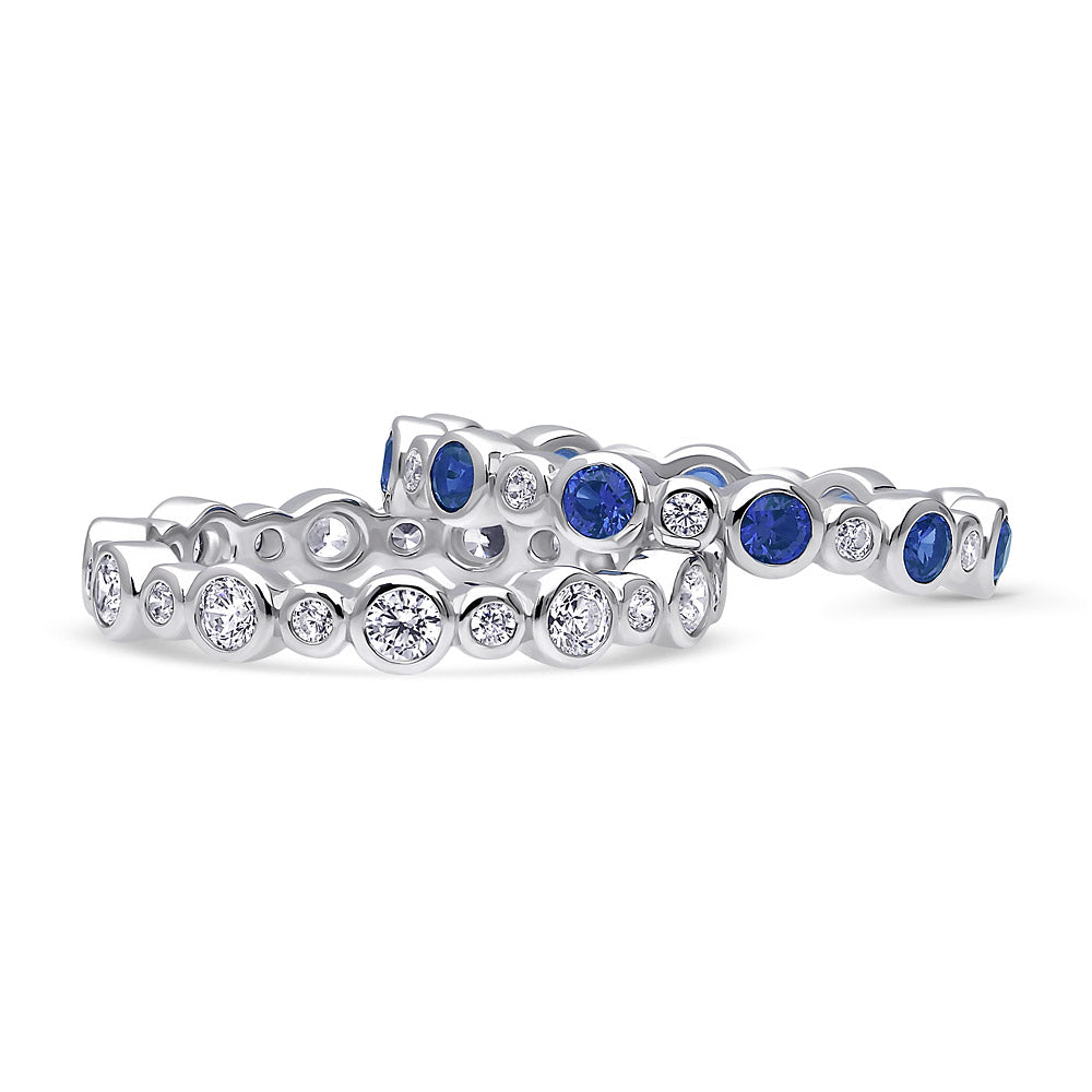 Bubble Bezel CZ Eternity Ring Set in Sterling Silver