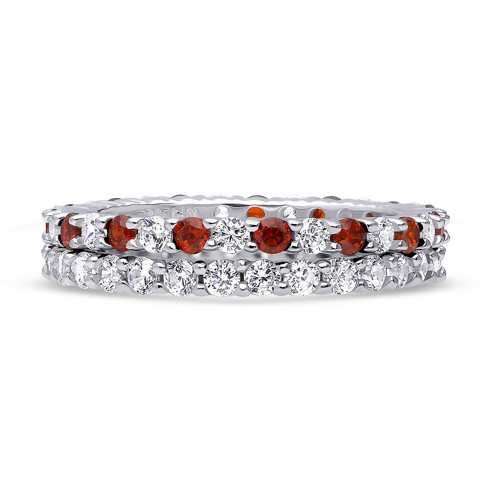 Pave CZ Eternity Ring Set in Sterling Silver
