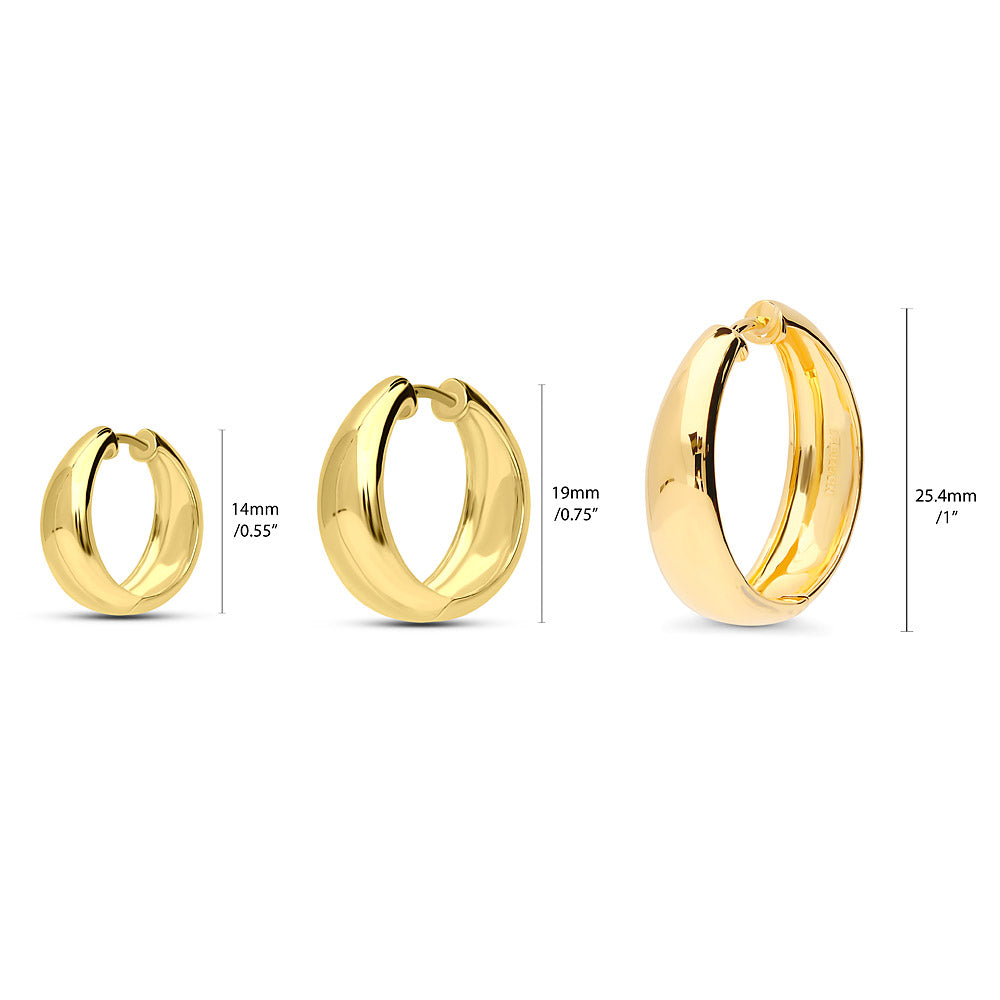Front view of Dome Small Hoop Earrings Set in Sterling Silver 0.6-1 inch, 3-Pairs Style 2